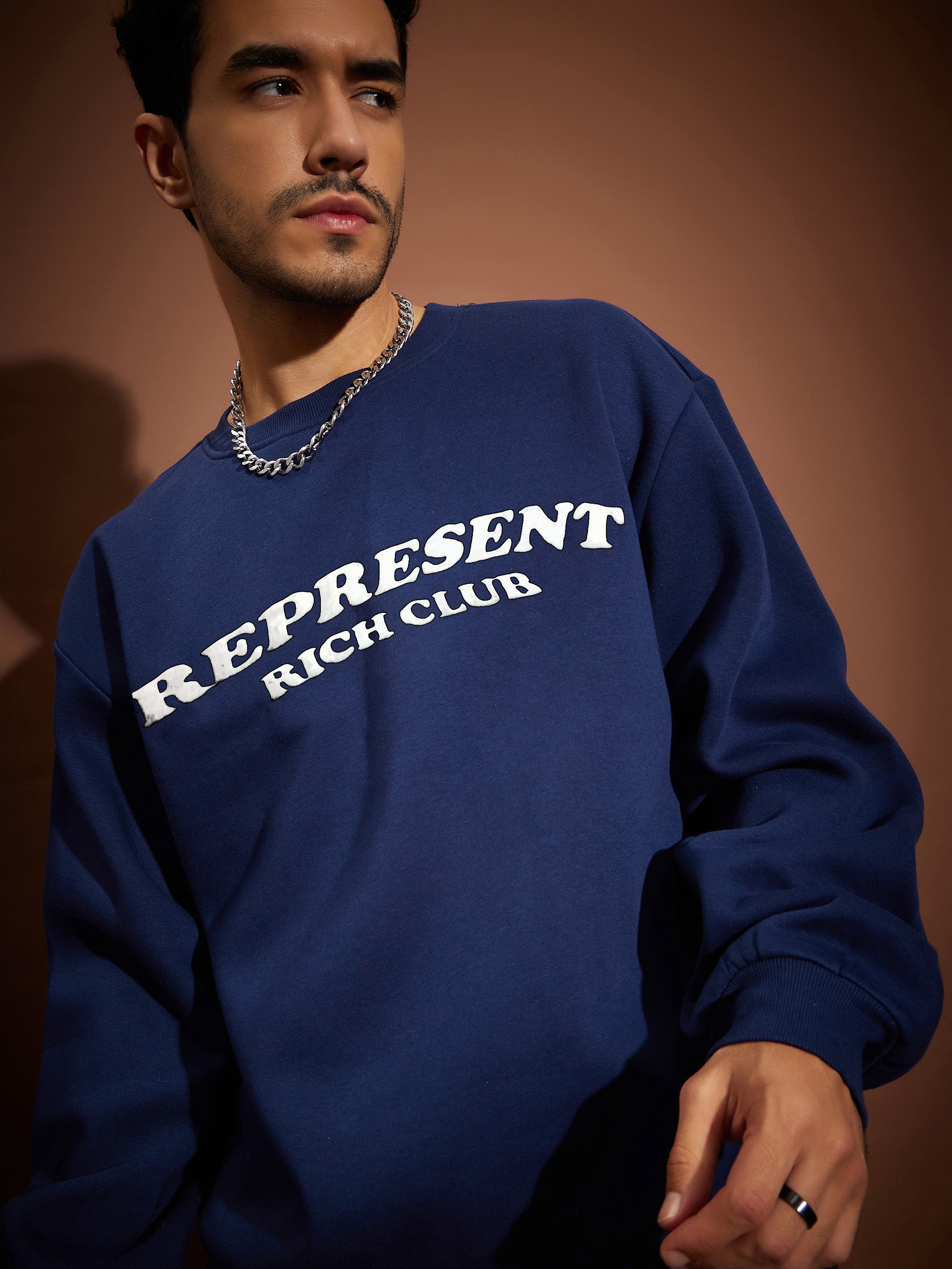 Men Navy REPRESENT Oversized Sweatshirt