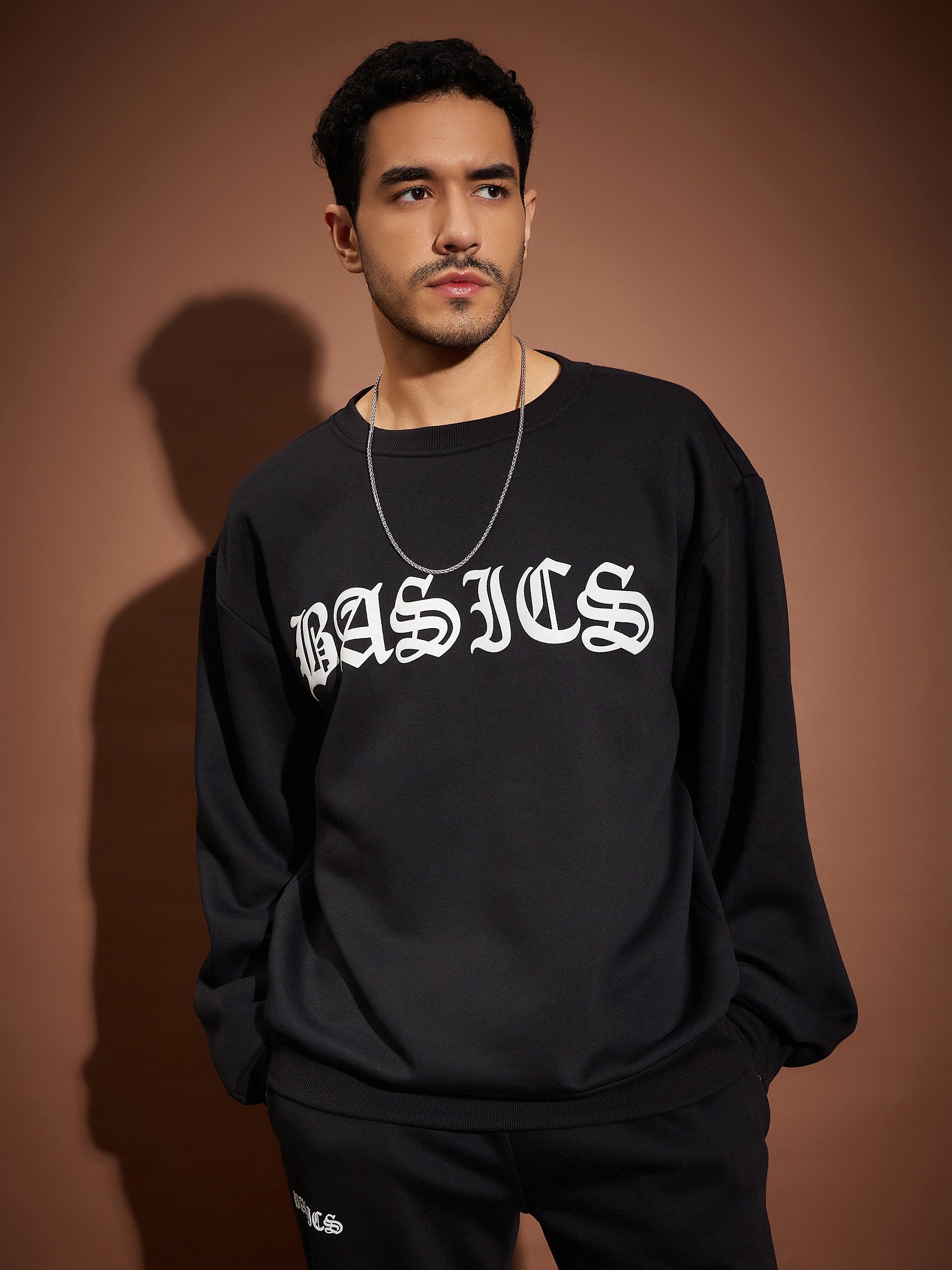 Men Black BASIC Oversized Sweatshirt