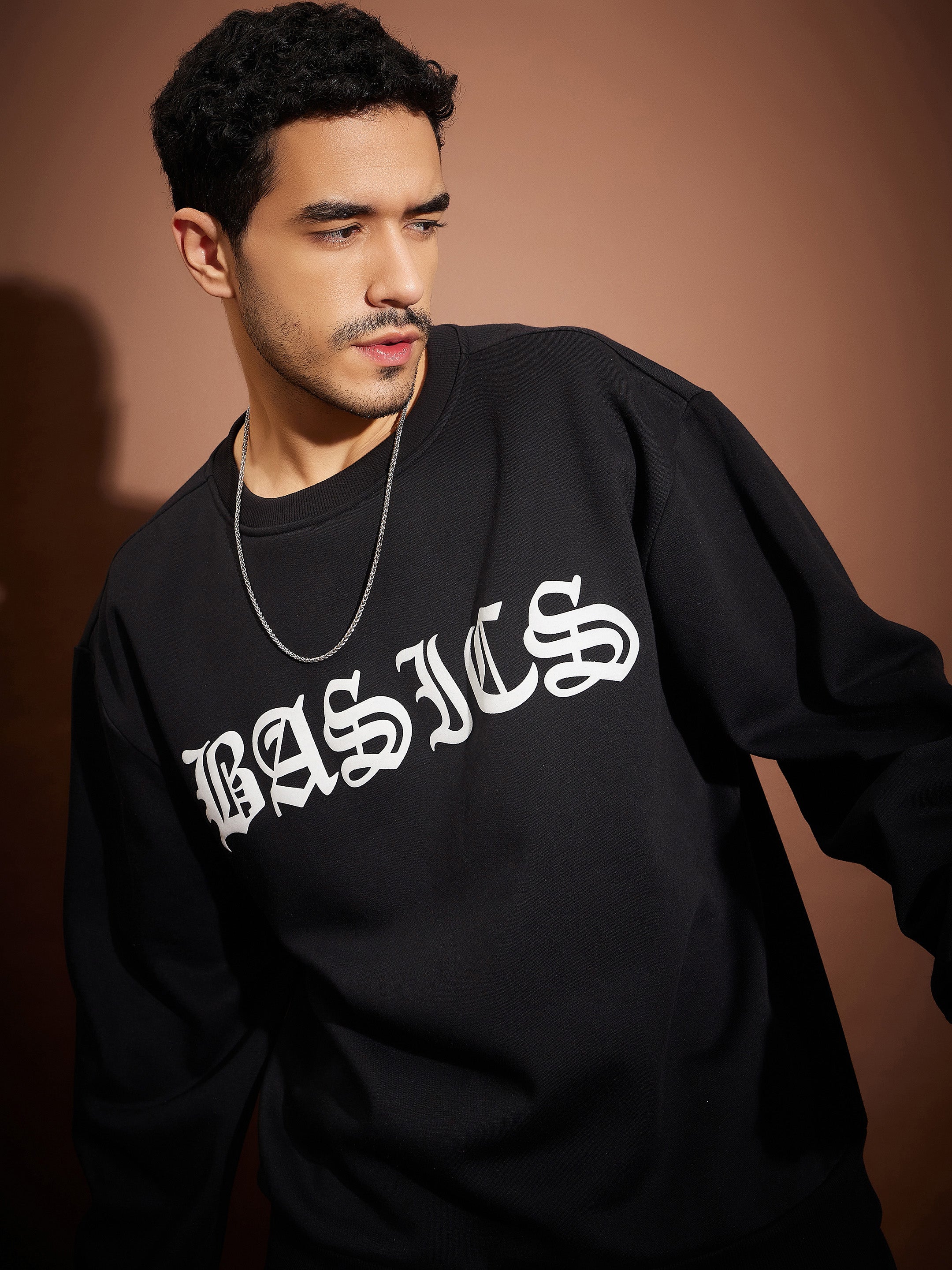 Men Black BASIC Oversized Sweatshirt