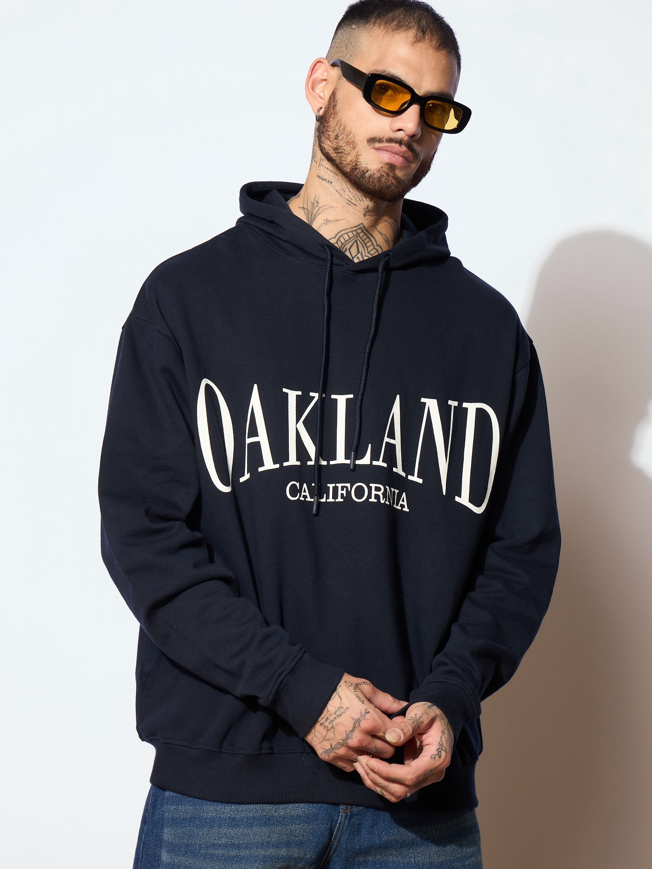 Men Navy OAKLAND Oversized Hoodie