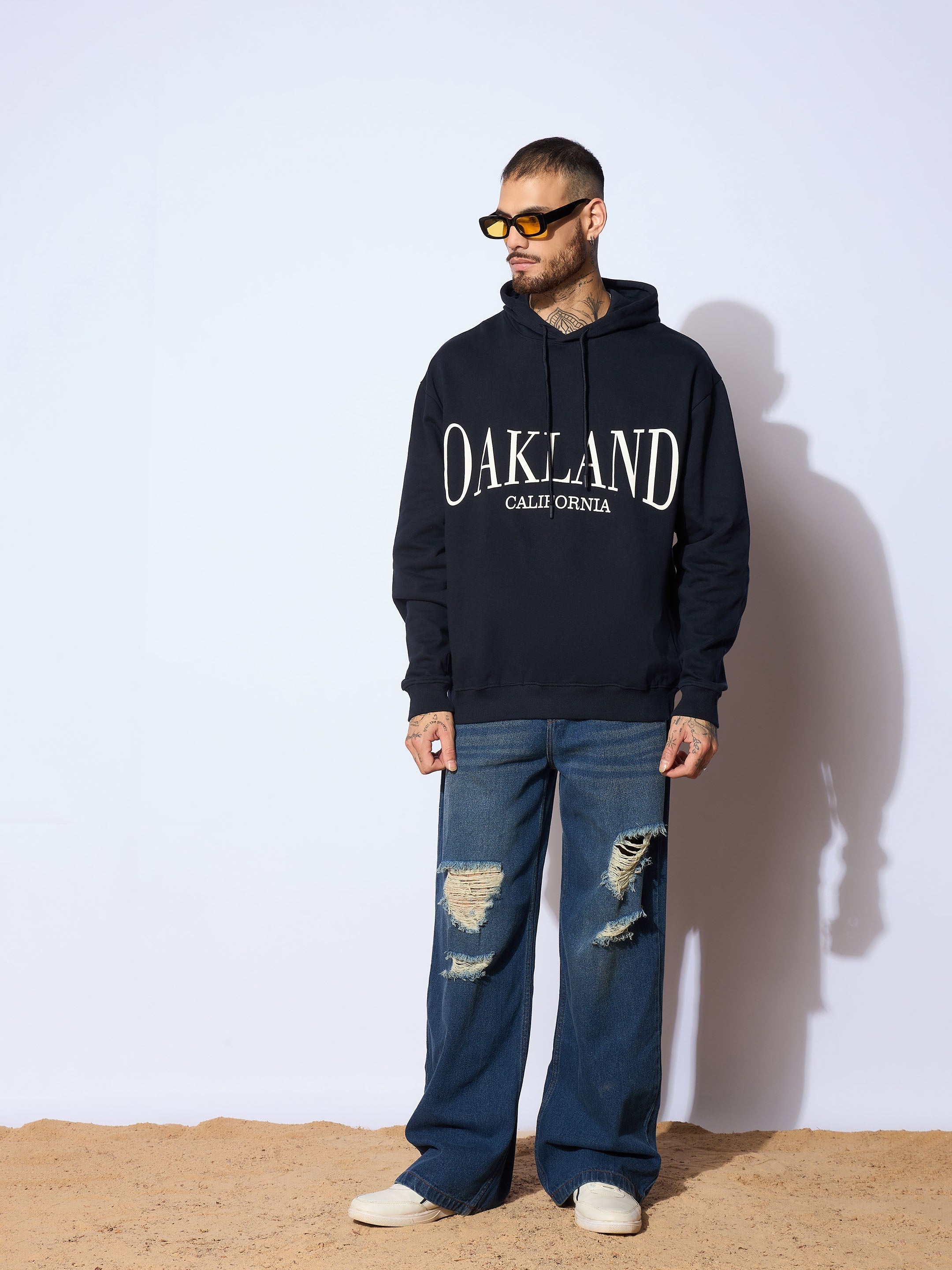 Men Navy OAKLAND Oversized Hoodie