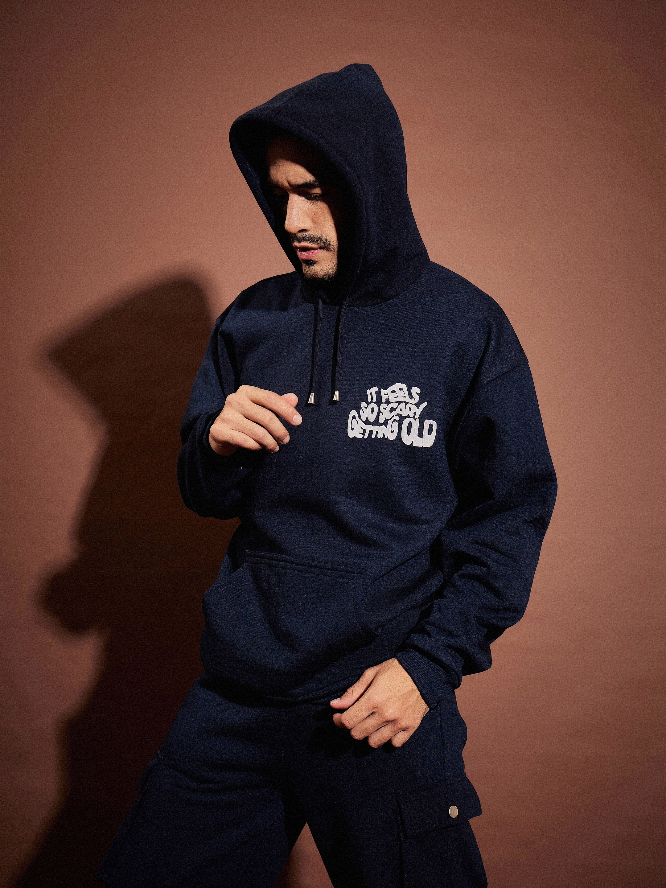 Men Navy GETTING OLD Oversized Hoodie