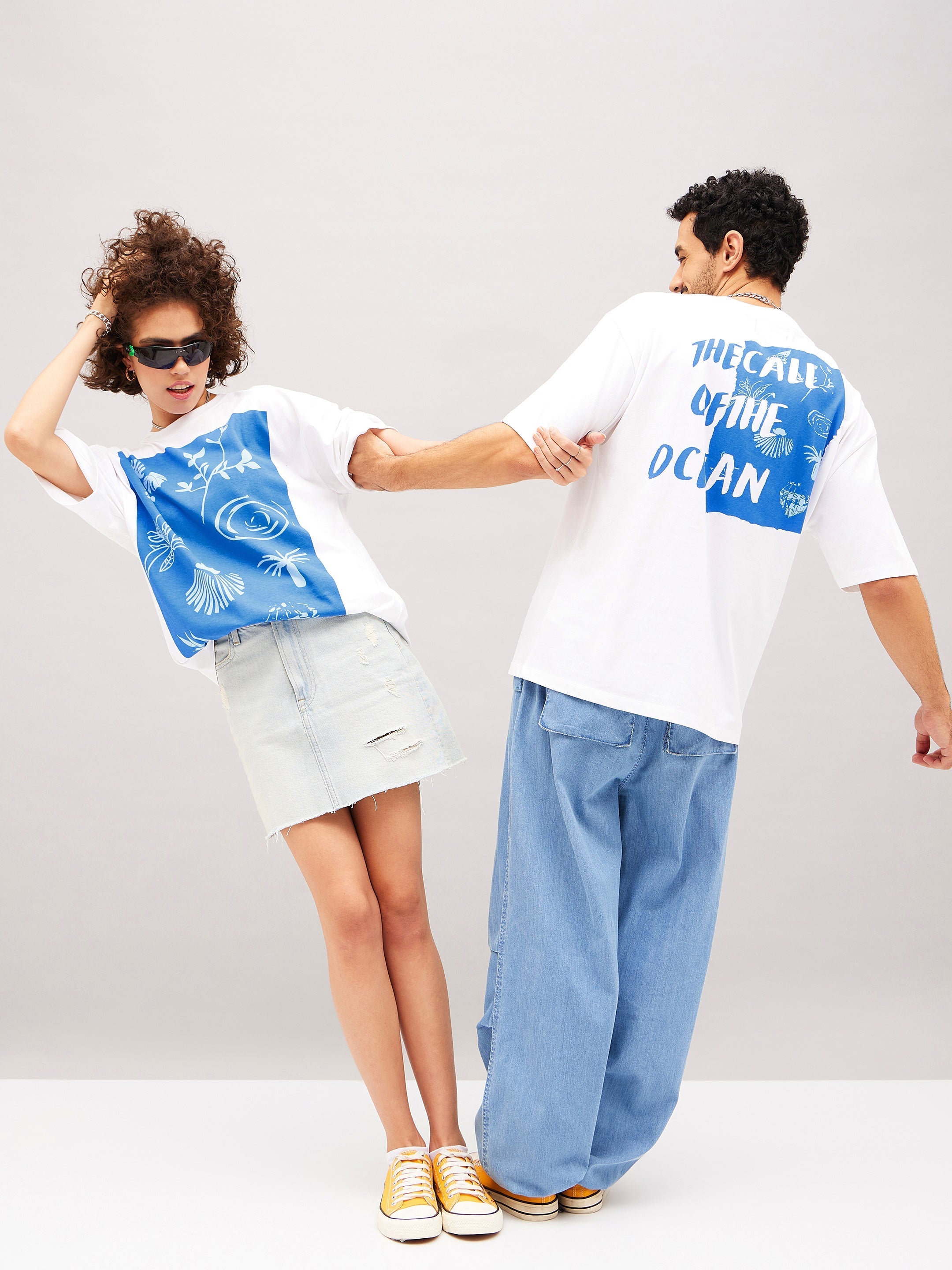 Unisex White OCEAN Oversized T-Shirt