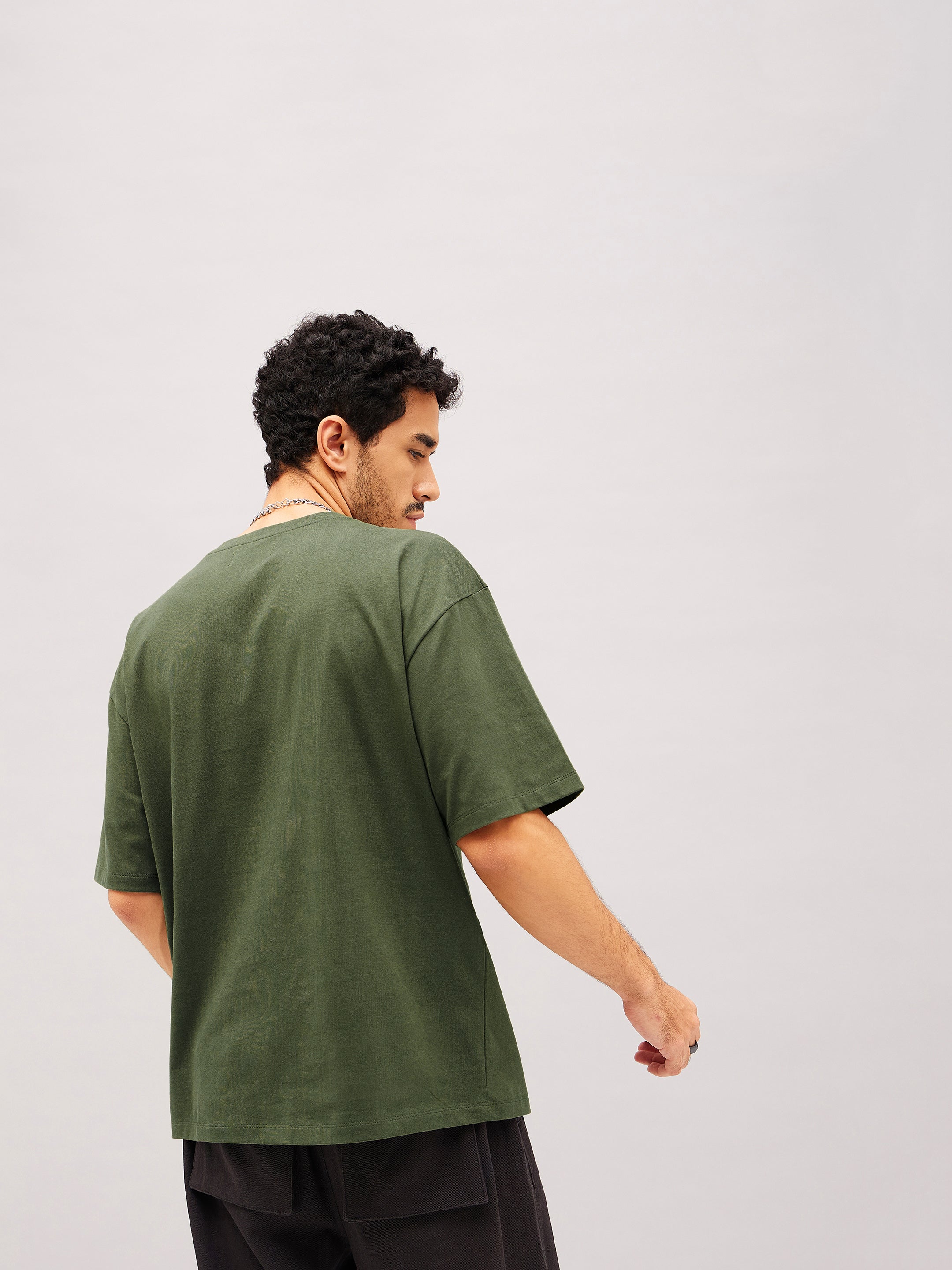 Unisex Olive BE CAREFULL Oversized T-Shirt