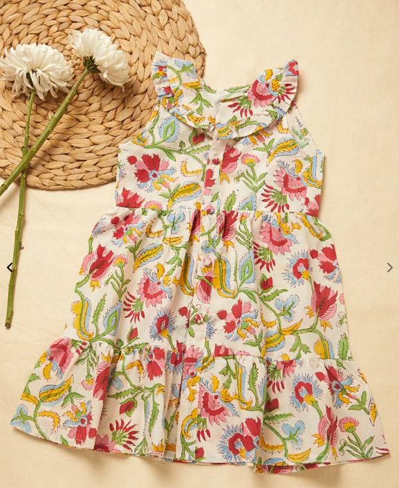 Multicolor Hand Block Printed Cotton Dress