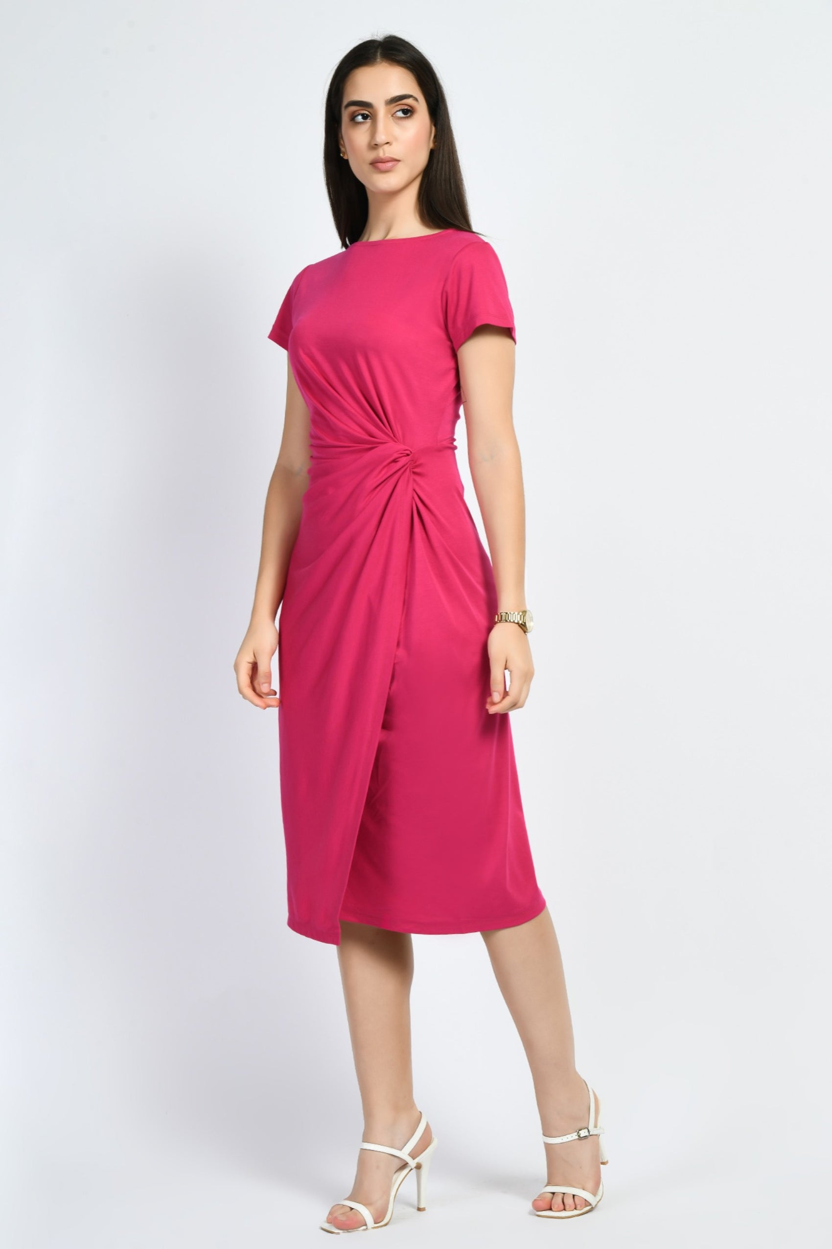 Exude Luminosity Side Knot Wrap Dress