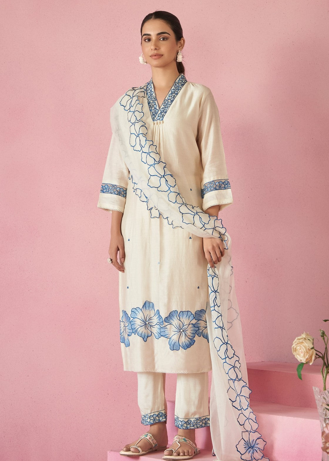 Nadira Frost Embroidered Lawn suit set- AL