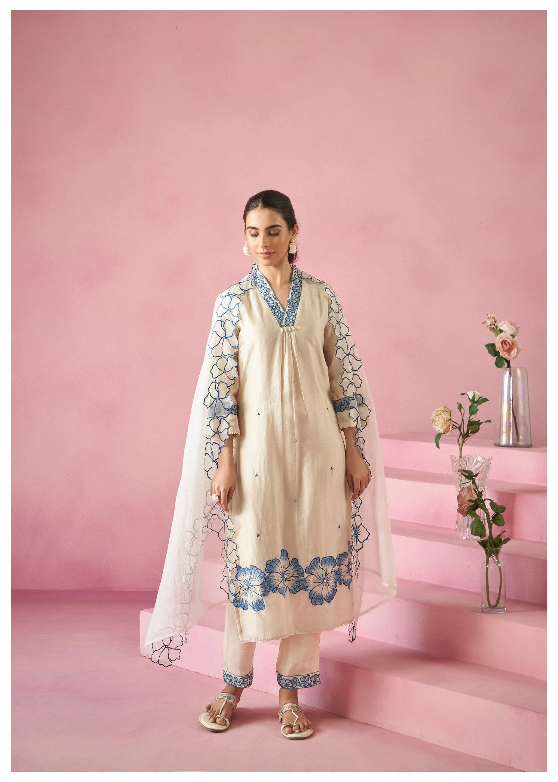 Nadira Frost Embroidered Lawn suit set- AL