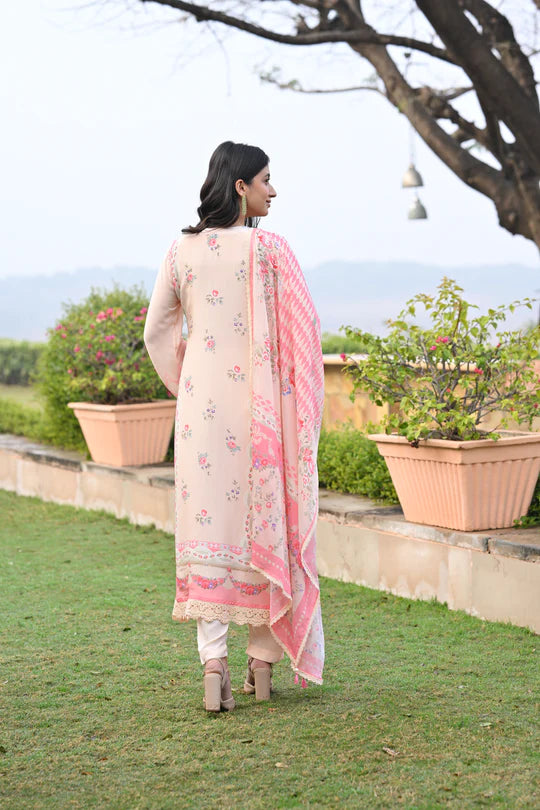 Peach and Pink Breezy Summer Lacy Suit Set -SET OF-3