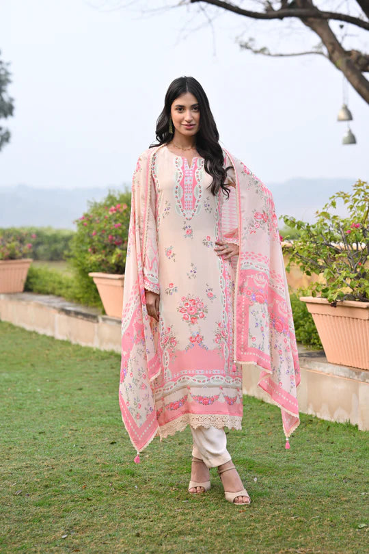 Peach and Pink Breezy Summer Lacy Suit Set -SET OF-3