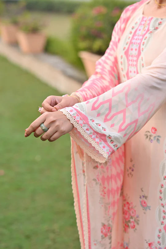 Peach and Pink Breezy Summer Lacy Suit Set -SET OF-3