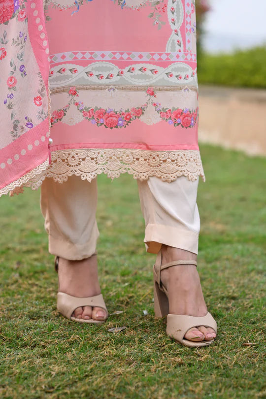 Peach and Pink Breezy Summer Lacy Suit Set -SET OF-3