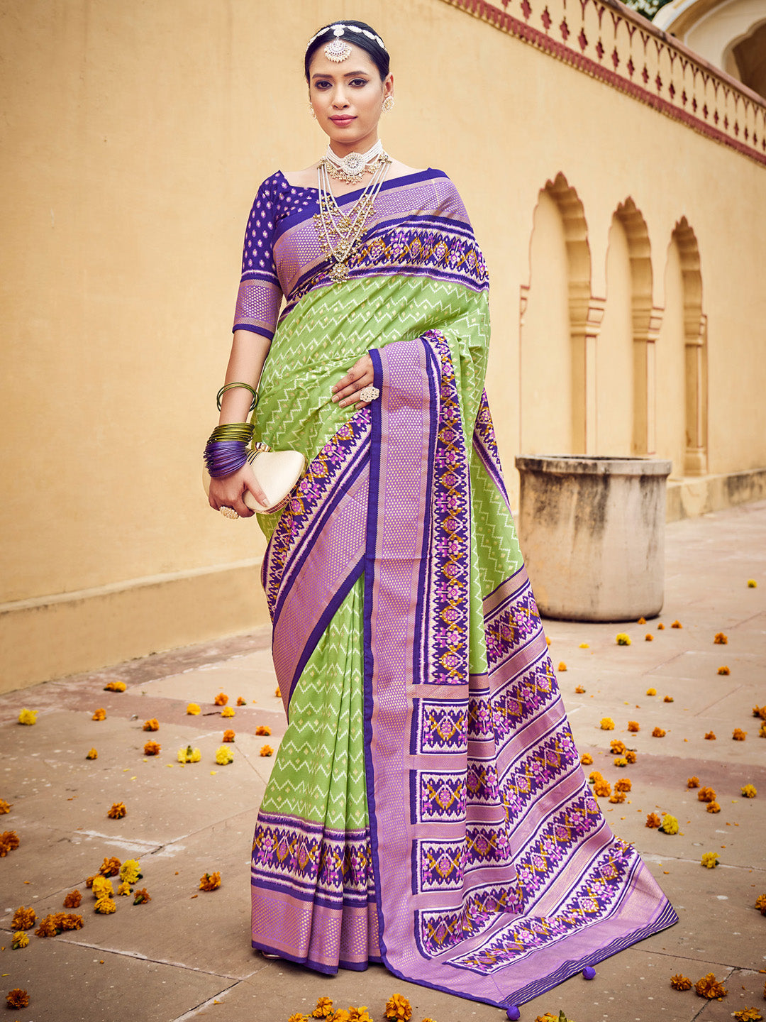 Tussar Silk Green Woven Design Designer Saree With Blouse