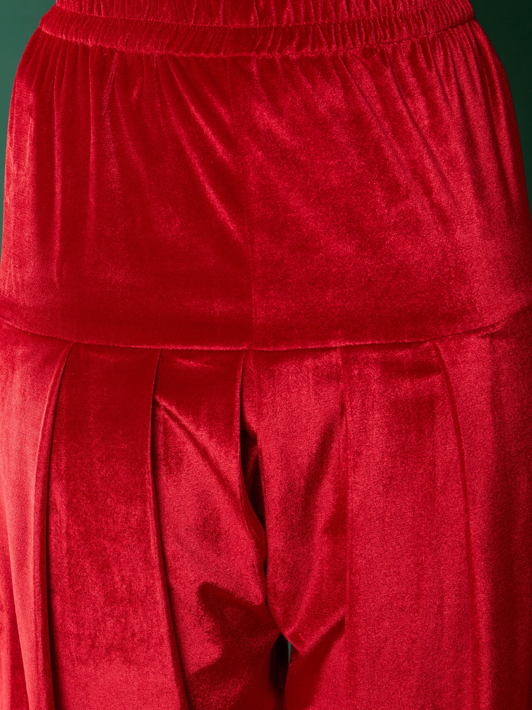 Girl Red Velvet Salwar Pants