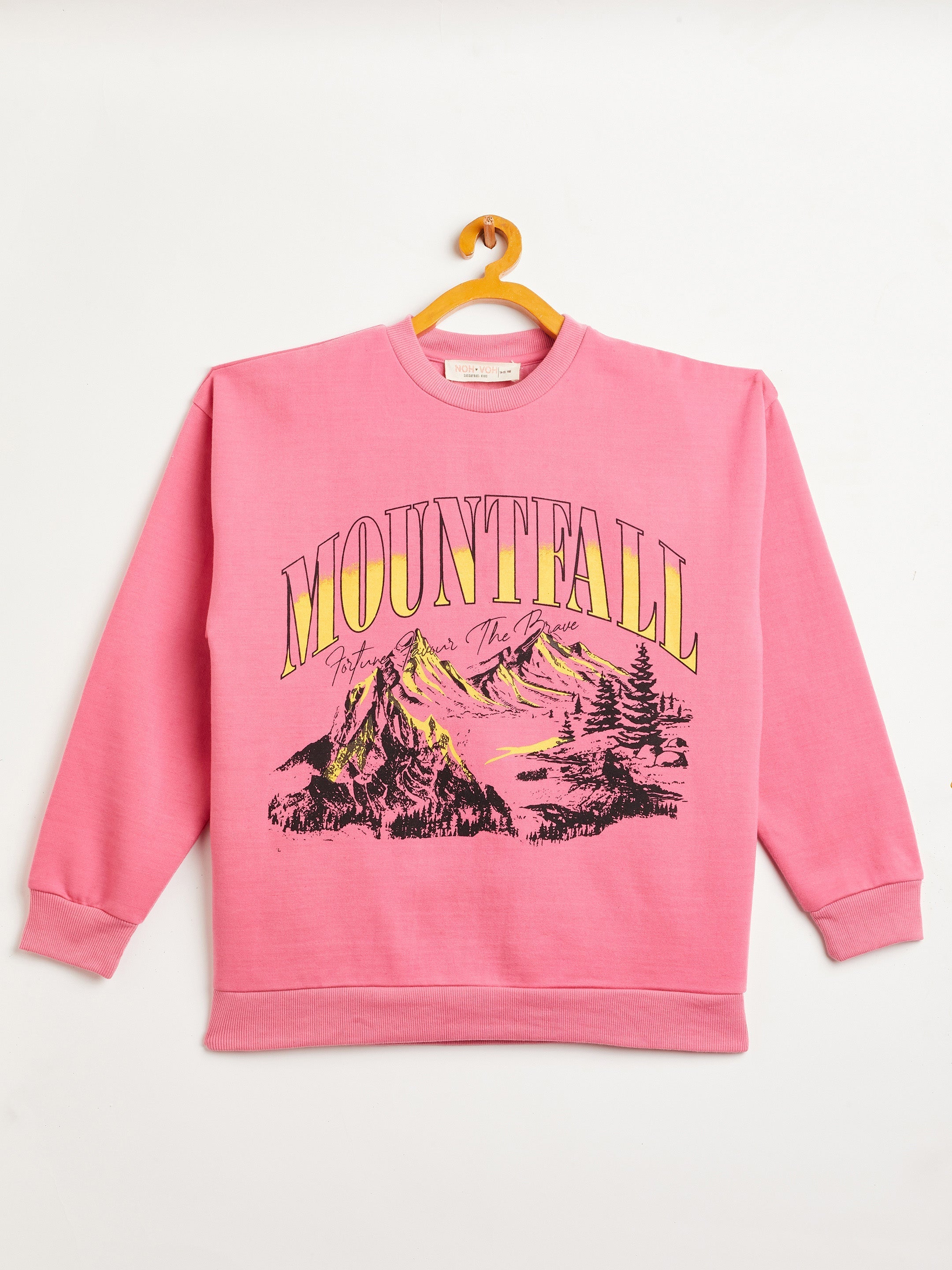 Girls Pink Mountain Oversized Sweatshirt With Joggers