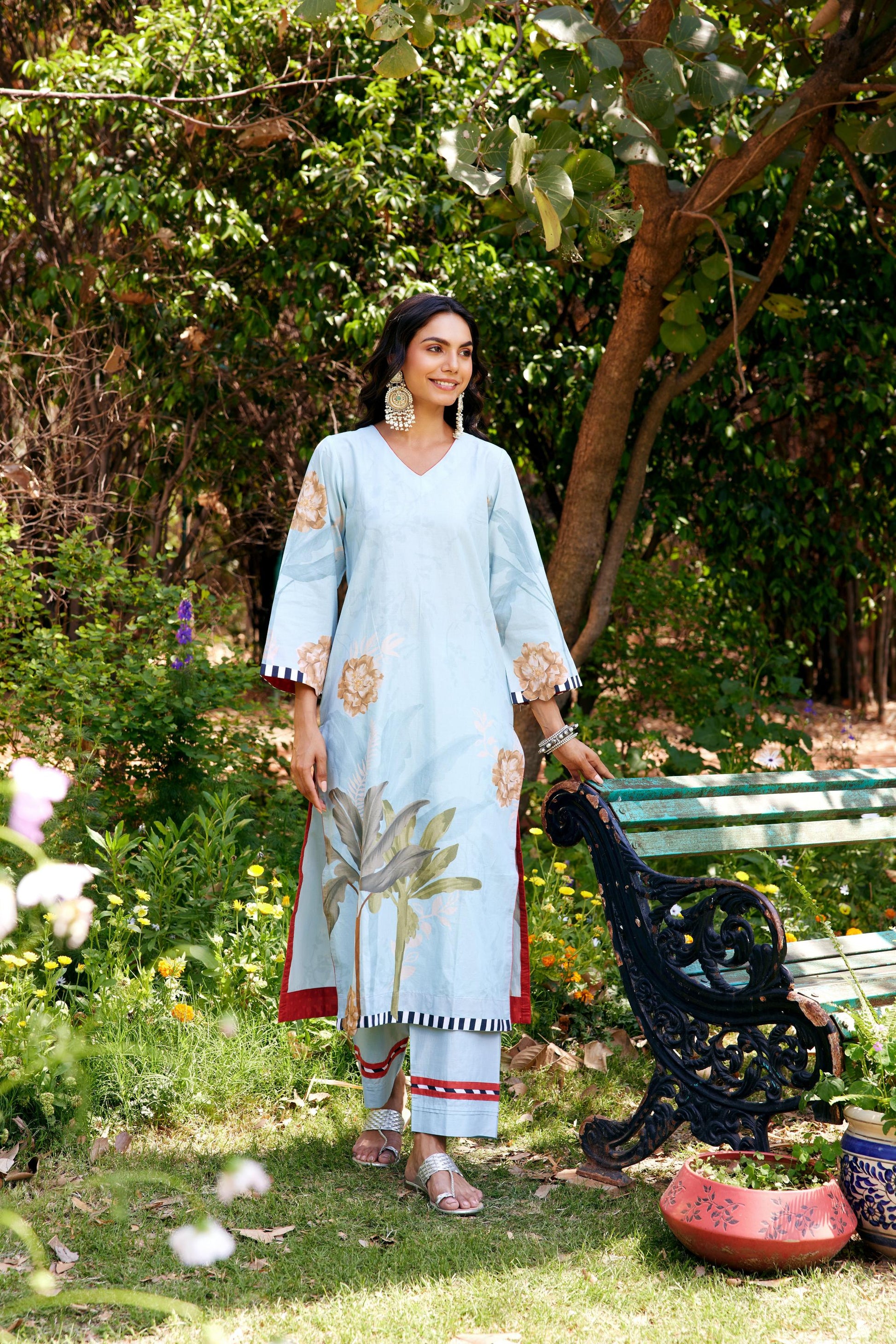 Noor Aqua Blue Kurta Set of 3