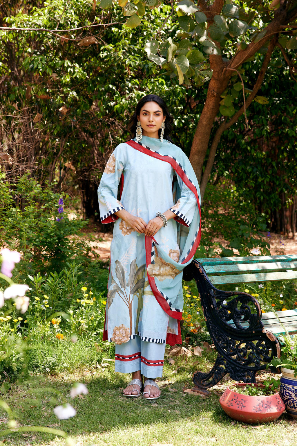 Noor Aqua Blue Kurta Set of 3