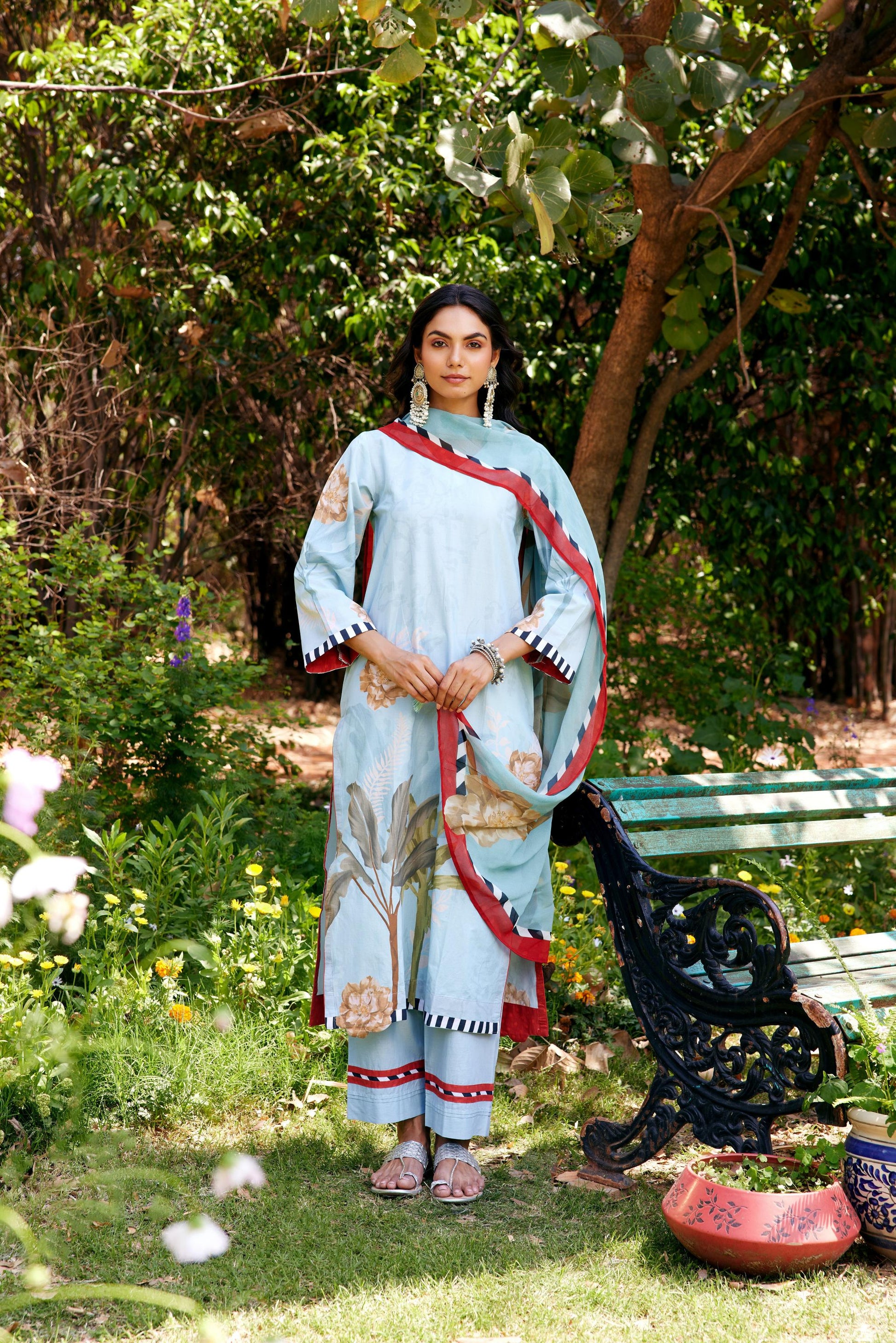 Noor Aqua Blue Kurta Set of 3