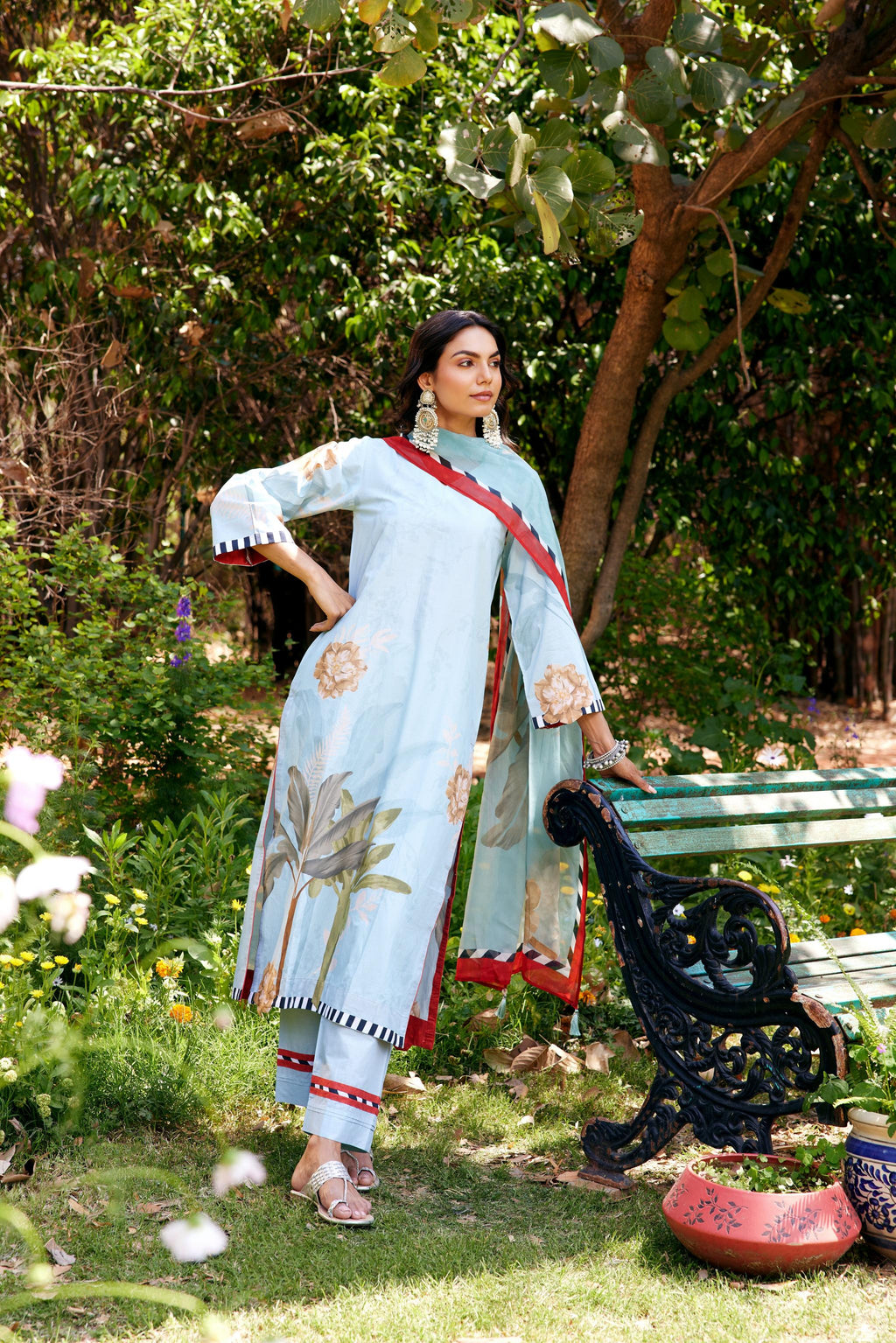 Noor Aqua Blue Kurta Set of 3