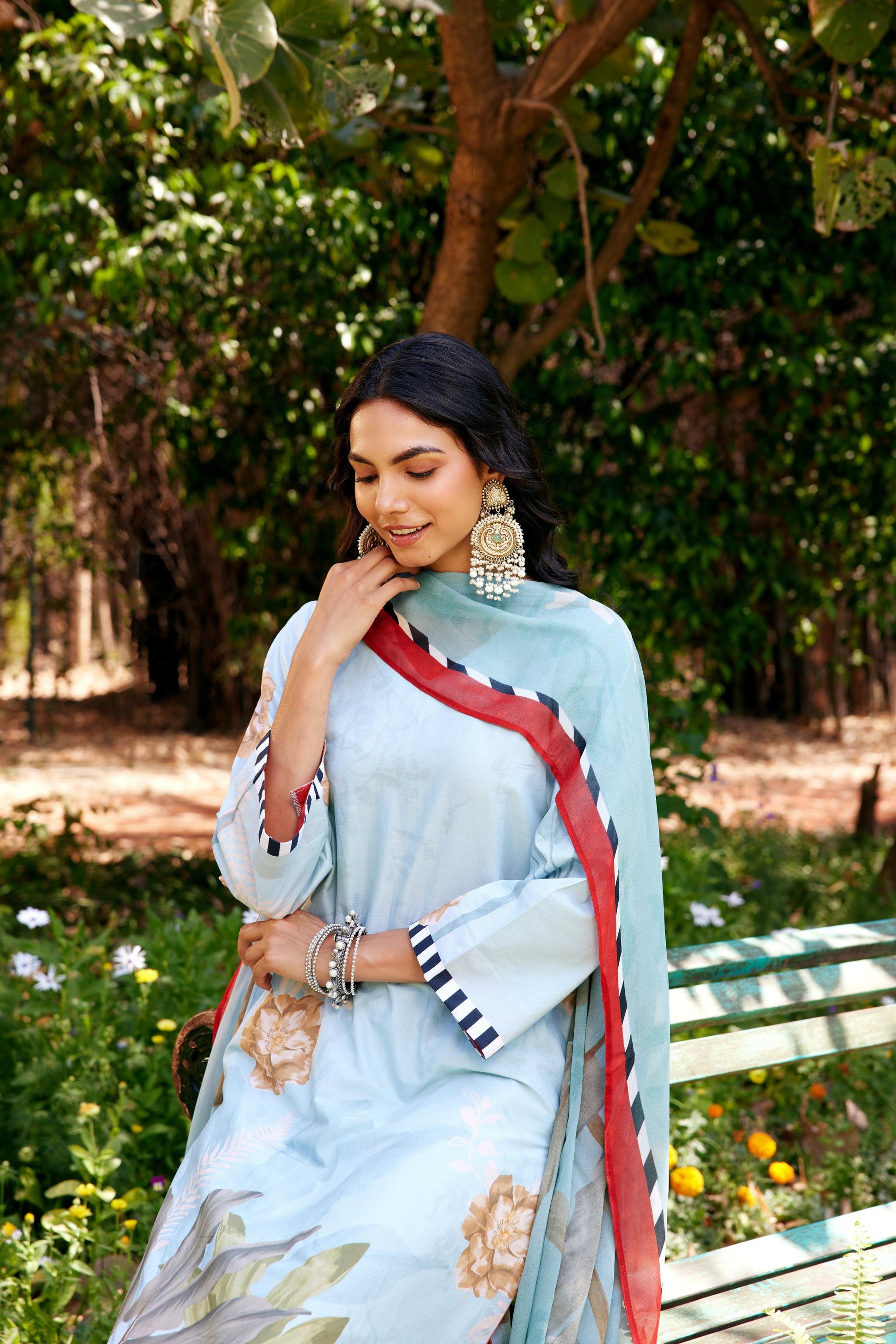 Noor Aqua Blue Kurta Set of 3