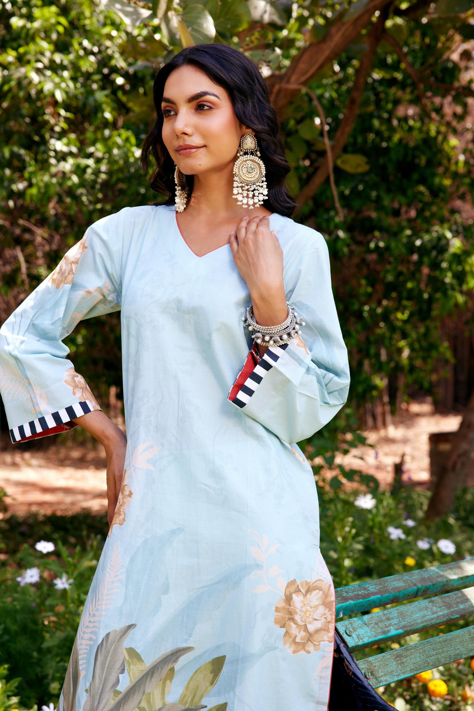 Noor Aqua Blue Kurta Set of 3