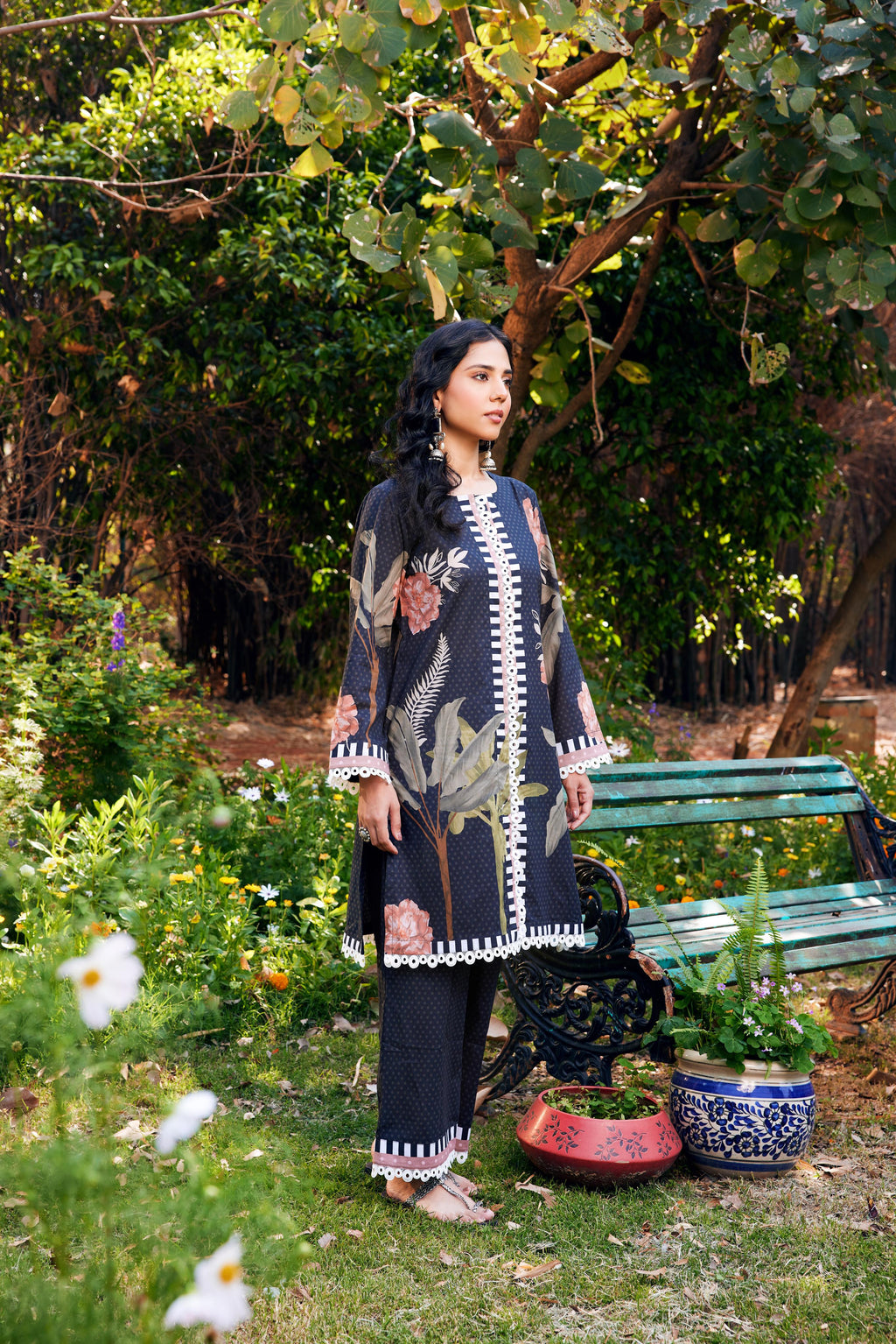 Noor Black Short Cotton Kurta-Set of 3- IT