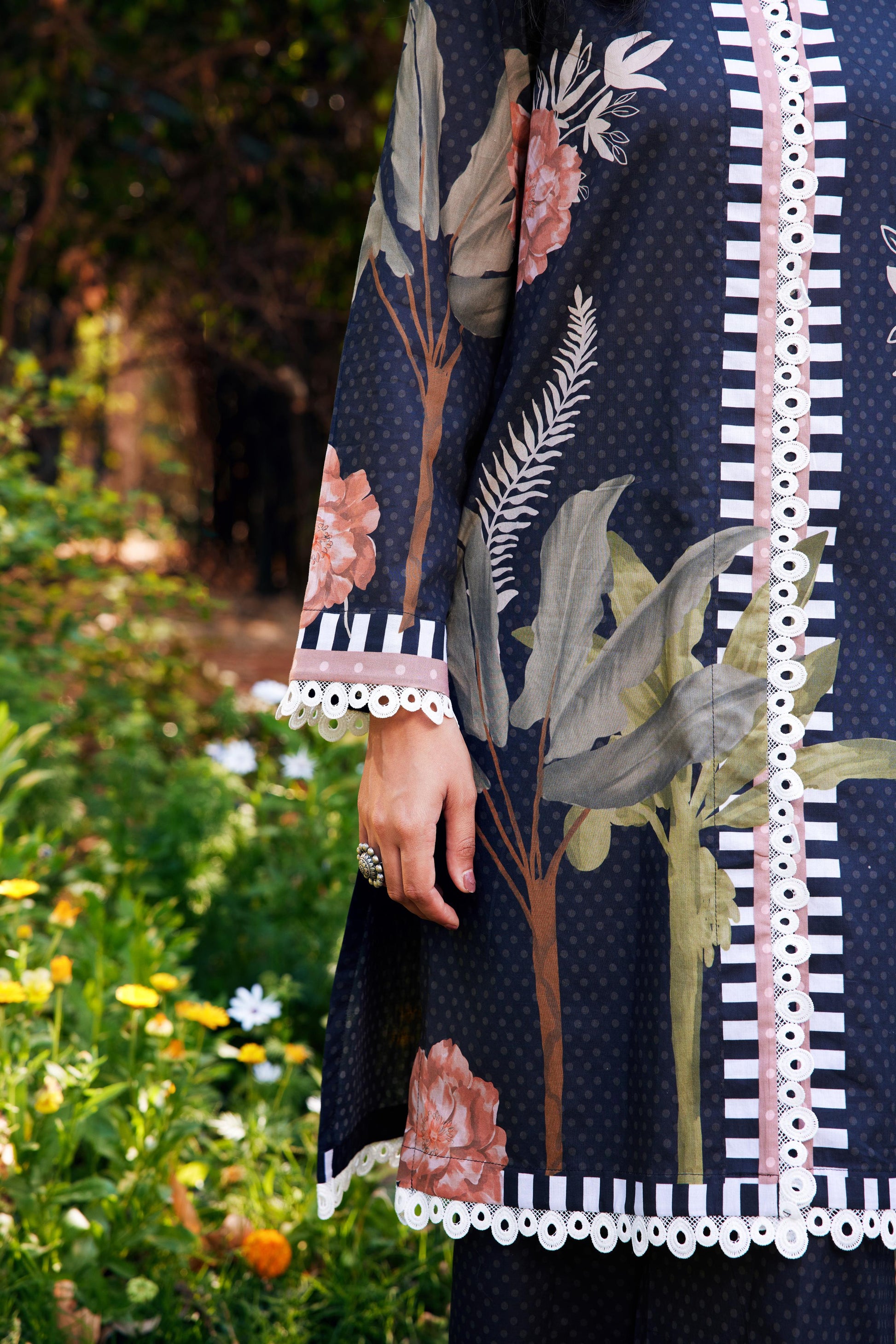 Noor Black Short Cotton Kurta-Set of 3