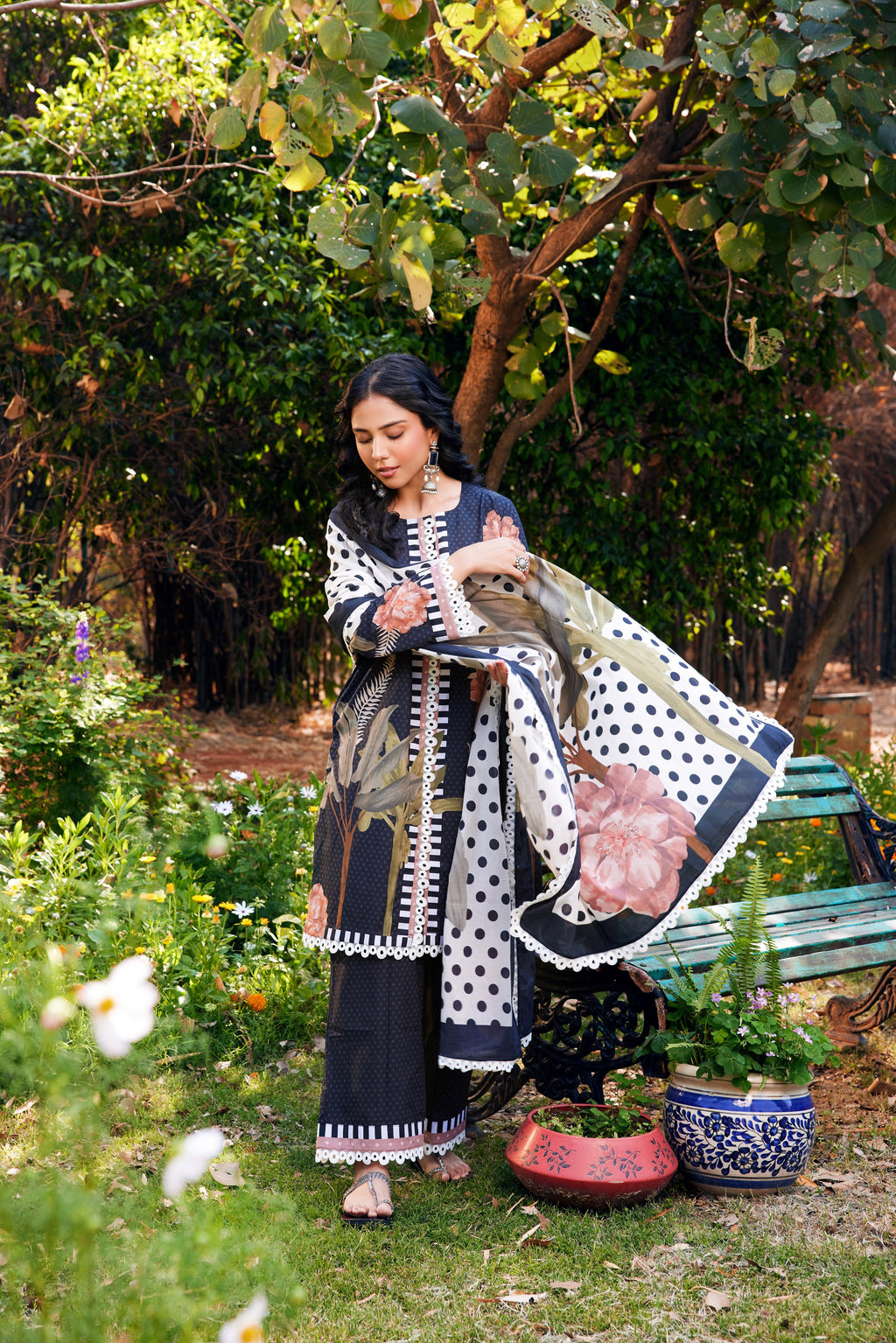 Noor Black Short Cotton Kurta-Set of 3- IT