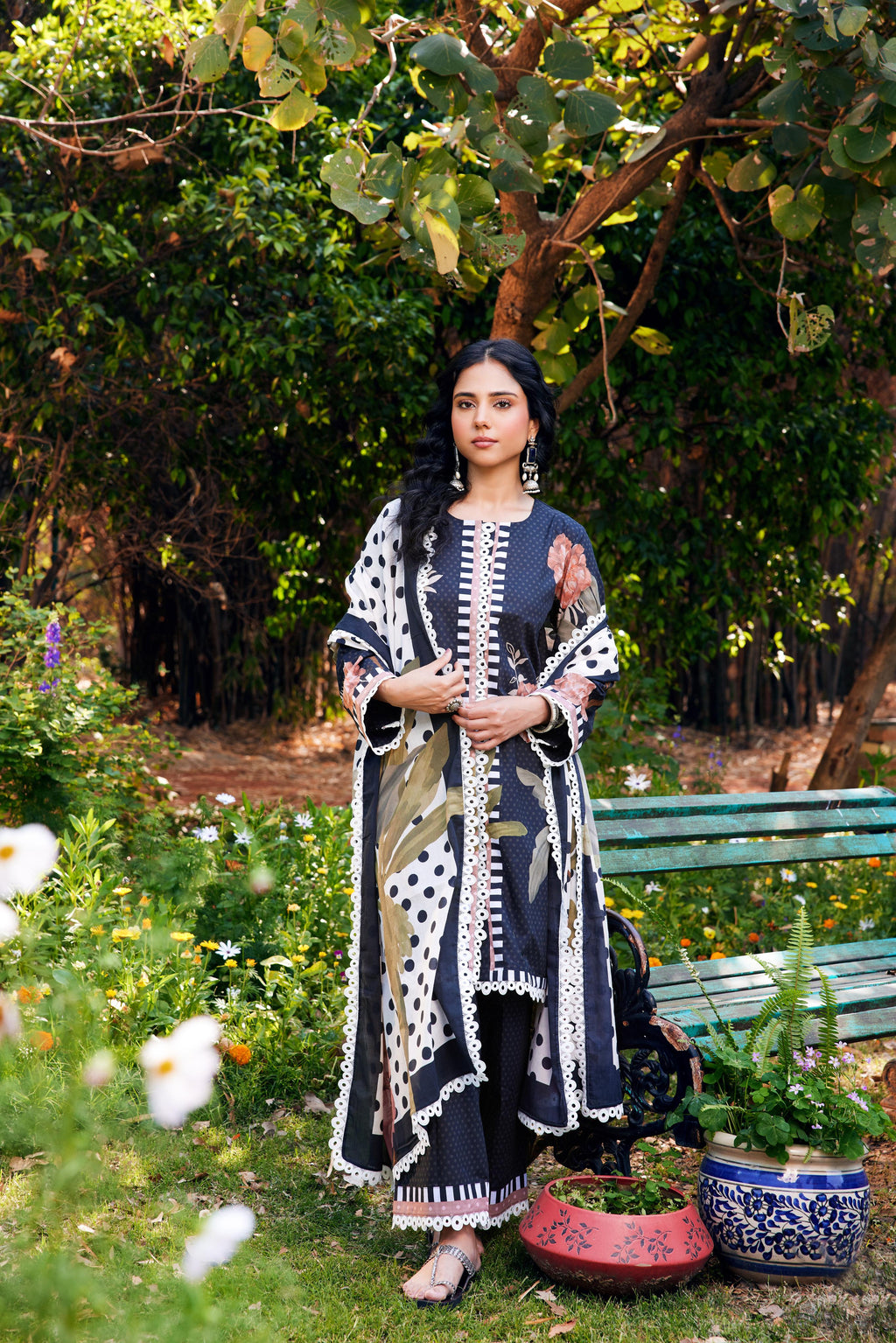 Noor Black Short Cotton Kurta-Set of 3- IT