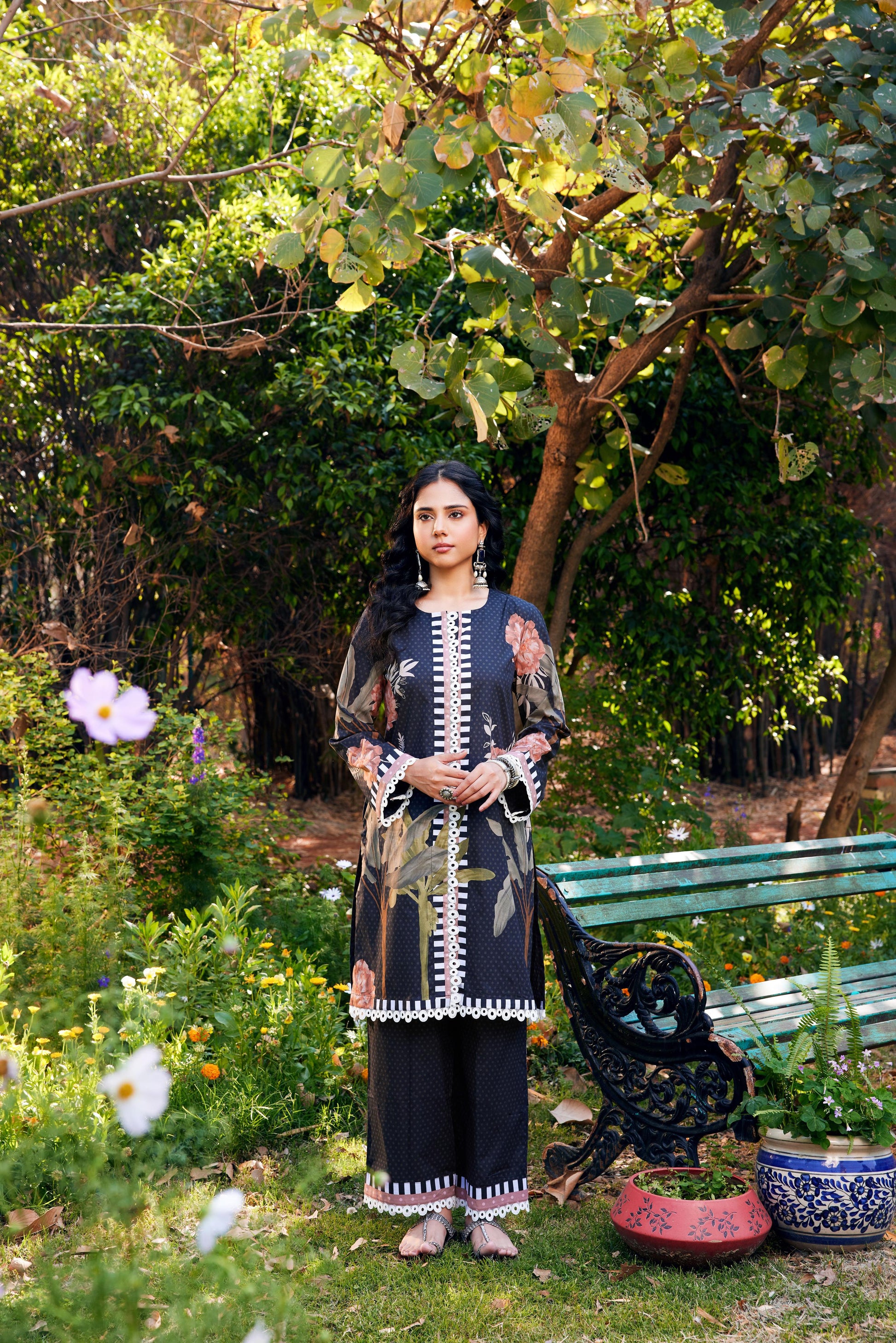 Noor Black Short Cotton Kurta-Set of 3