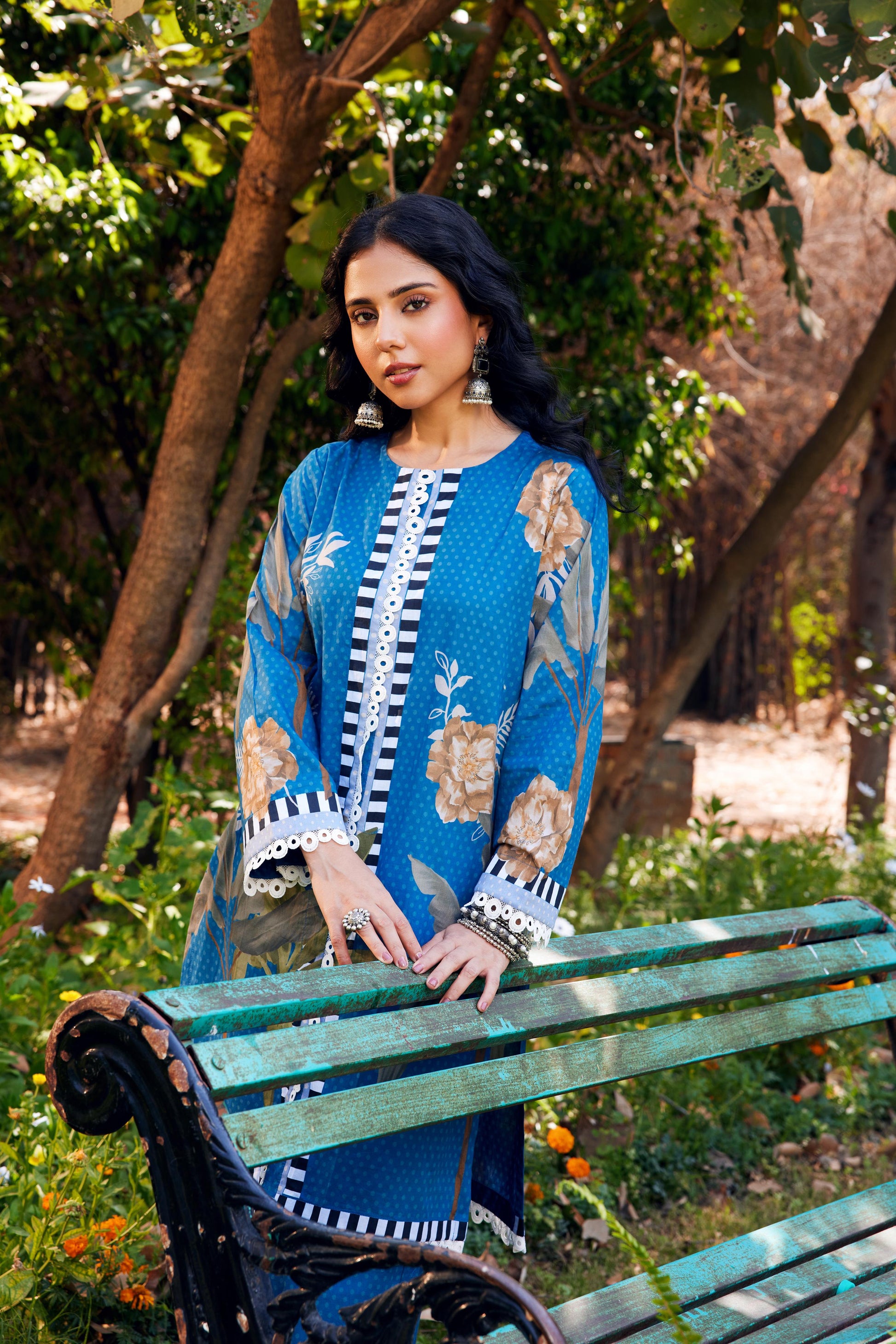 Noor Blue Short Cotton Kurta-Set of 3