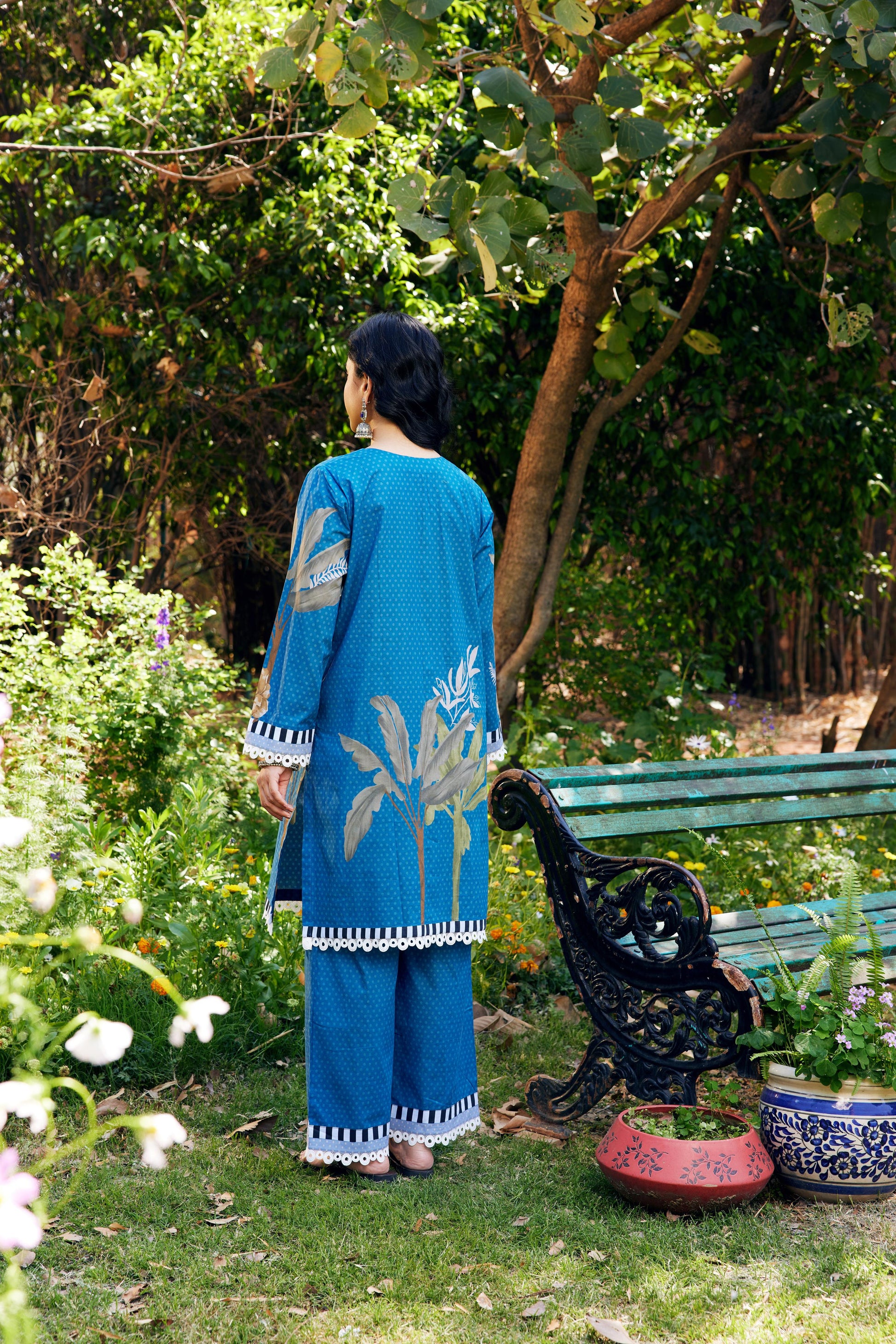 Noor Blue Short Cotton Kurta-Set of 3