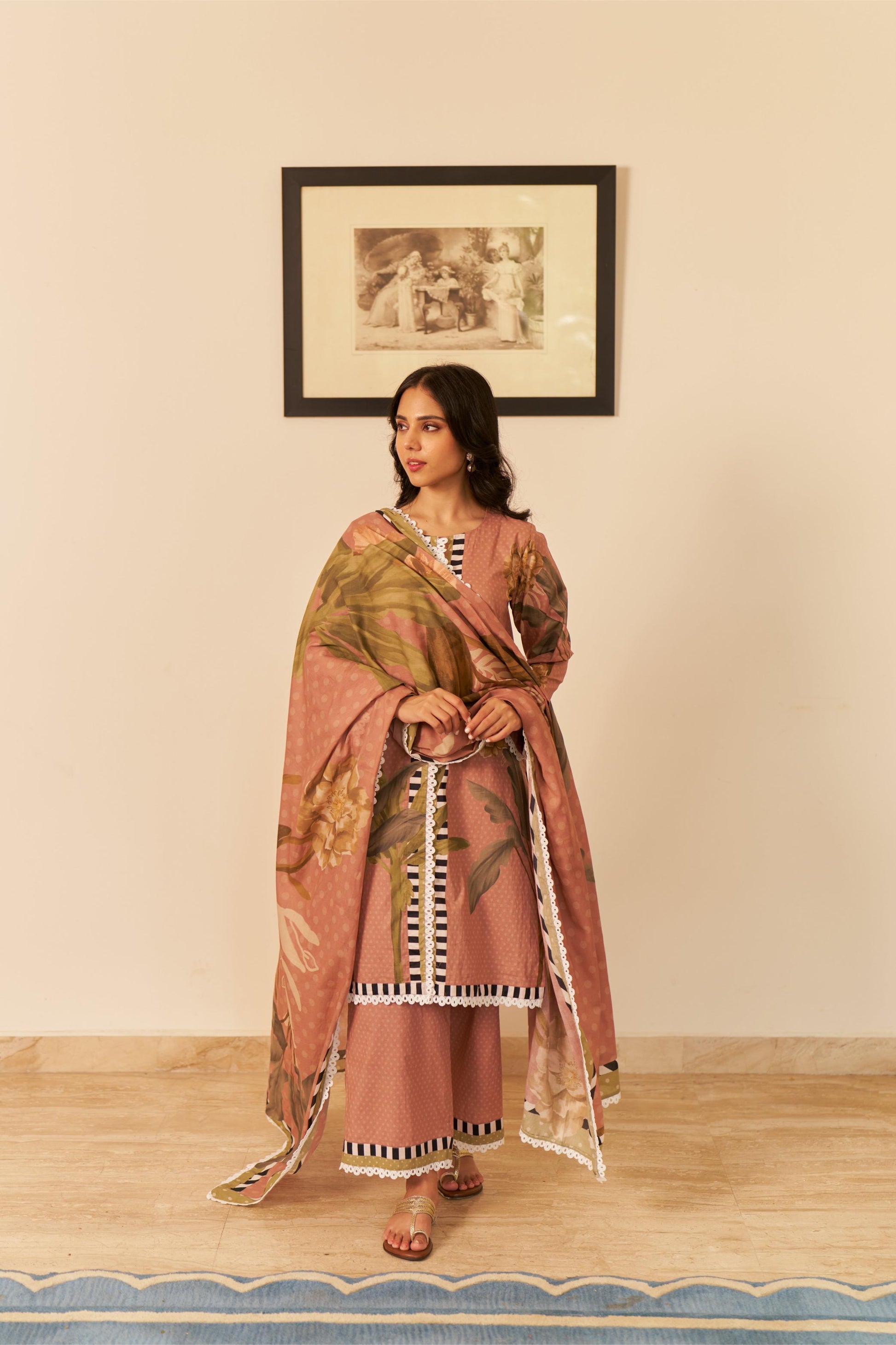 Noor Old Rose Short Cotton Kurta-Set of 3
