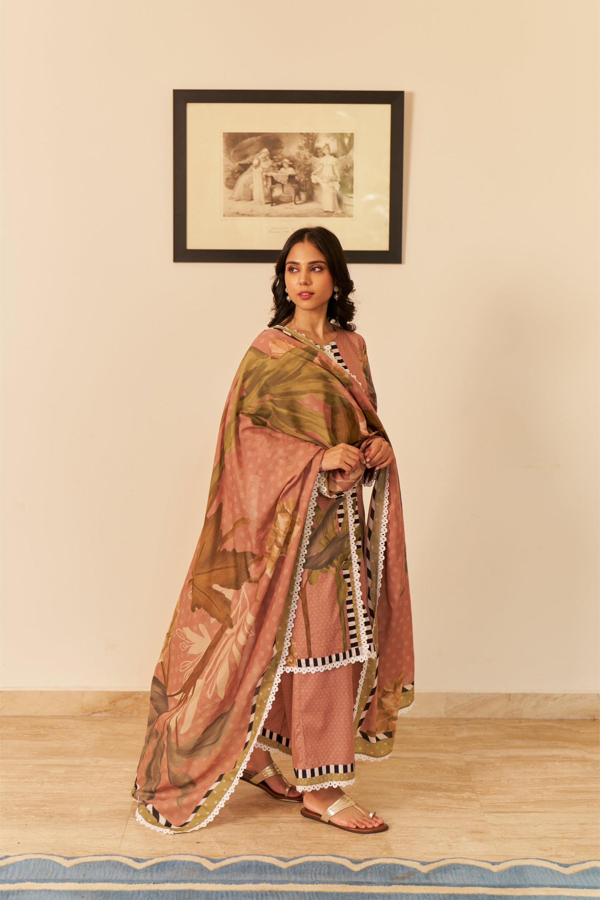 Noor Old Rose Short Cotton Kurta-Set of 3