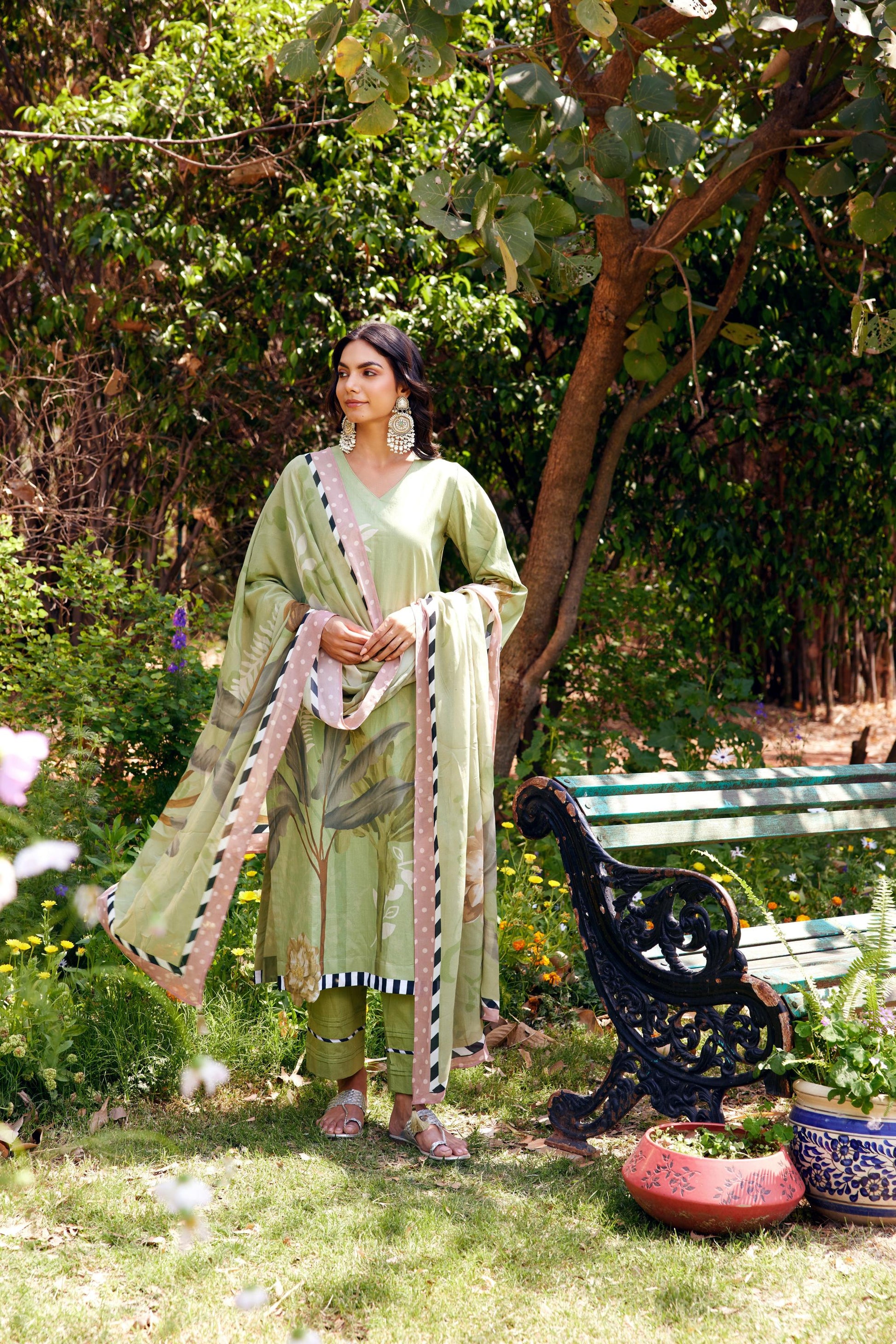 Noor Sage Green Kurta Set of 3