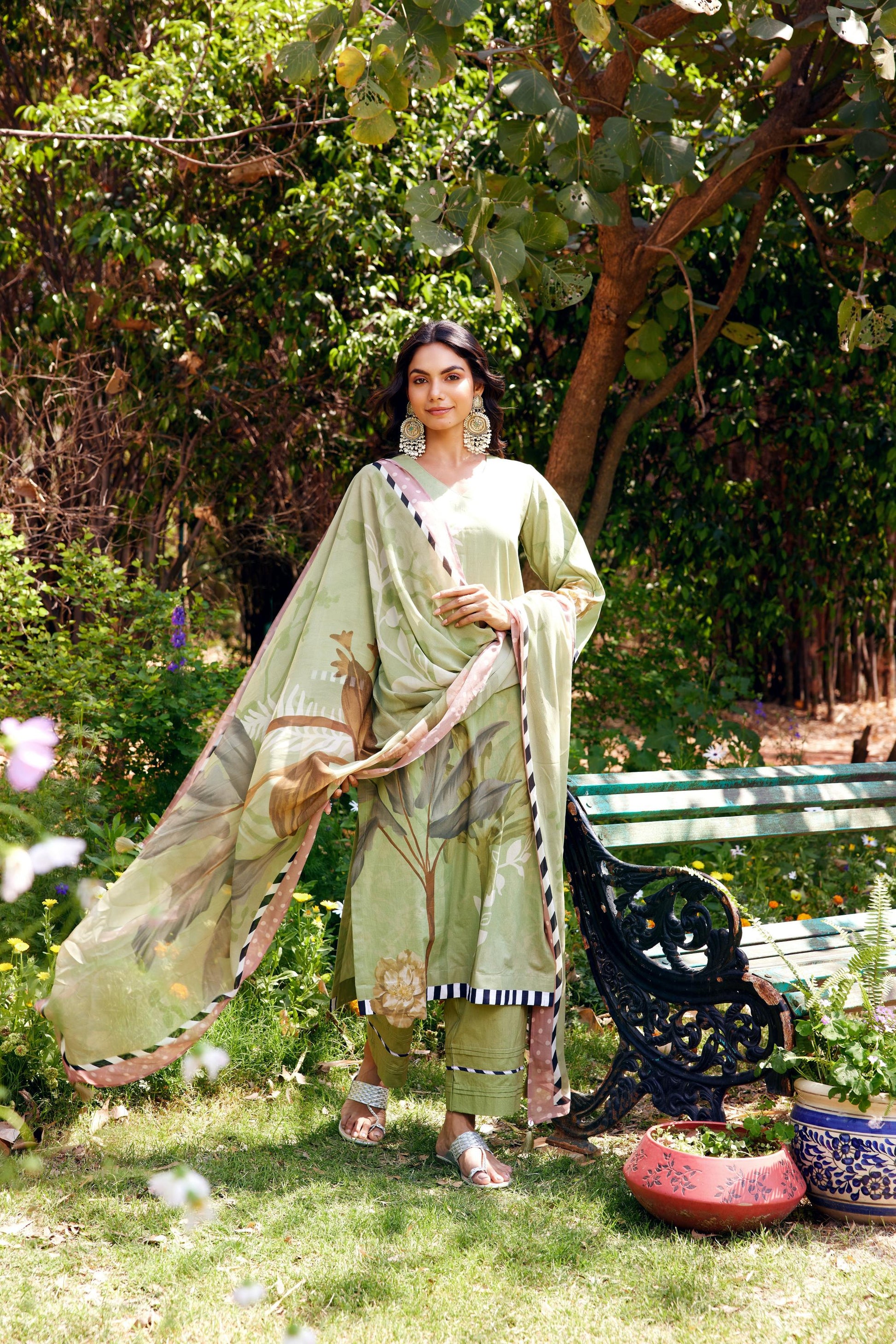 Noor Sage Green Kurta Set of 3
