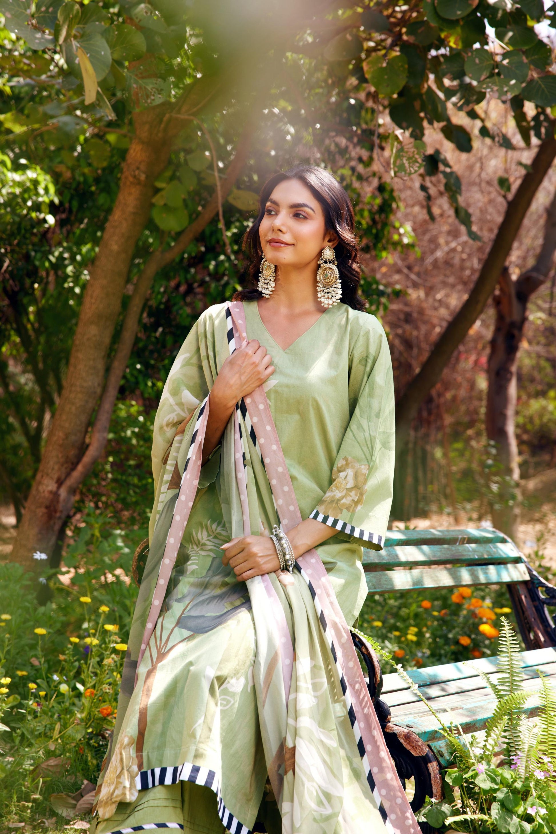 Noor Sage Green Kurta Set of 3