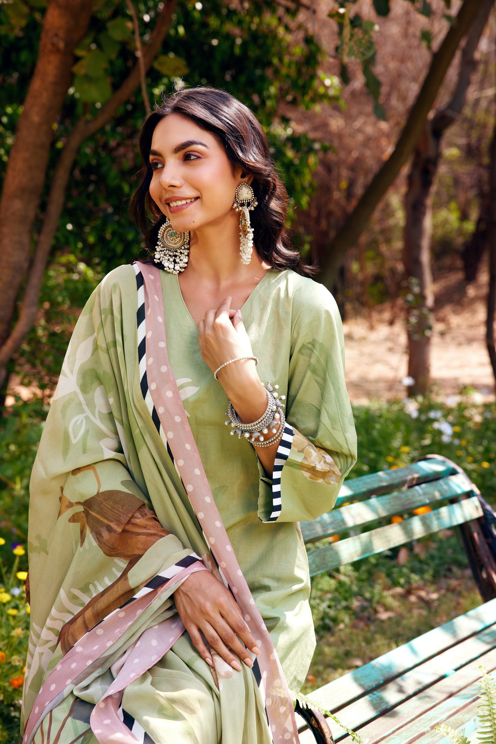 Noor Sage Green Kurta Set of 3