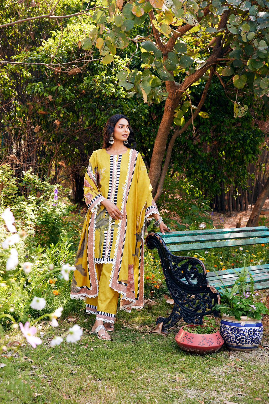 Noor Yellow Short Cotton Kurta-Set of 3- IT