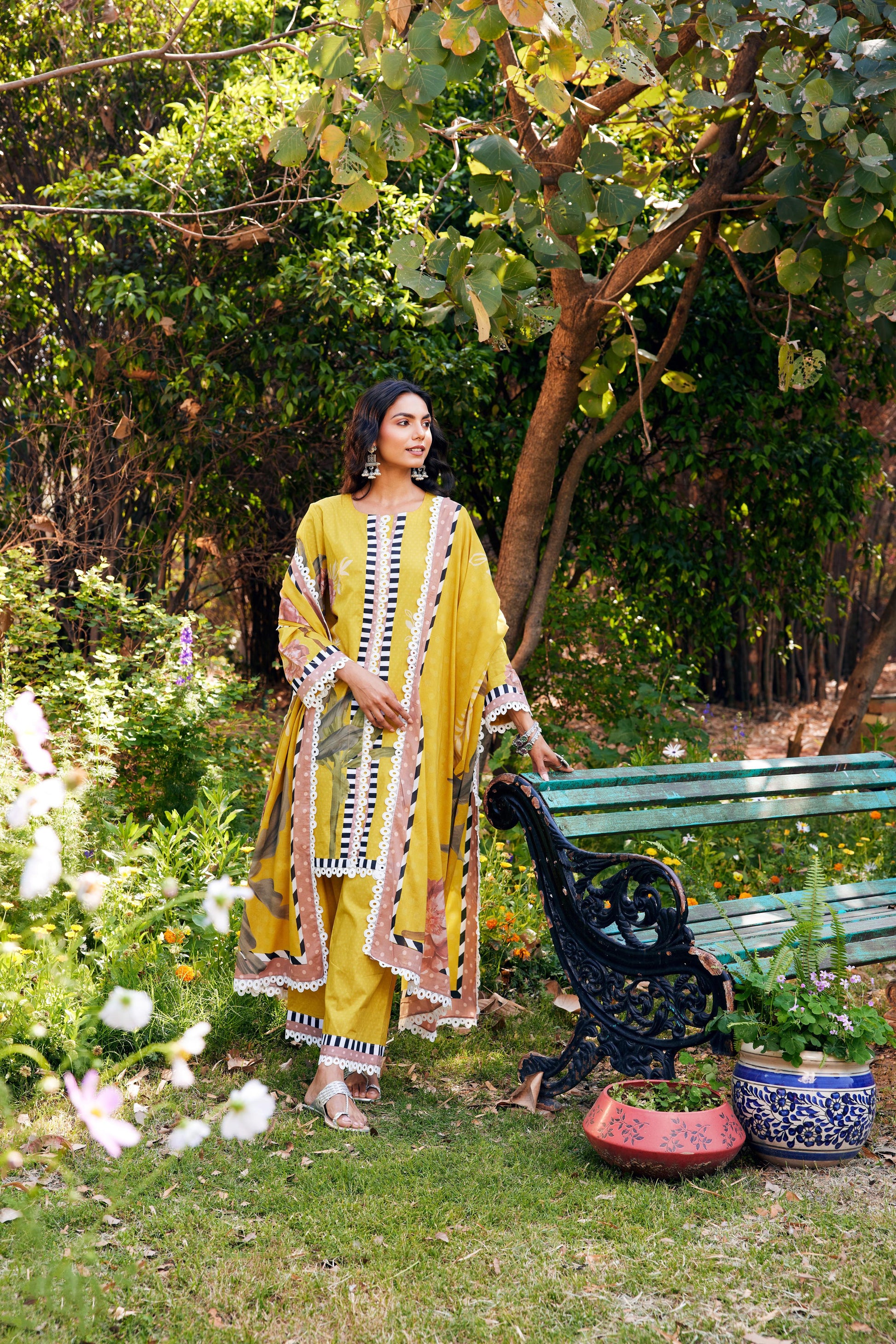 Noor Yellow Short Cotton Kurta-Set of 3