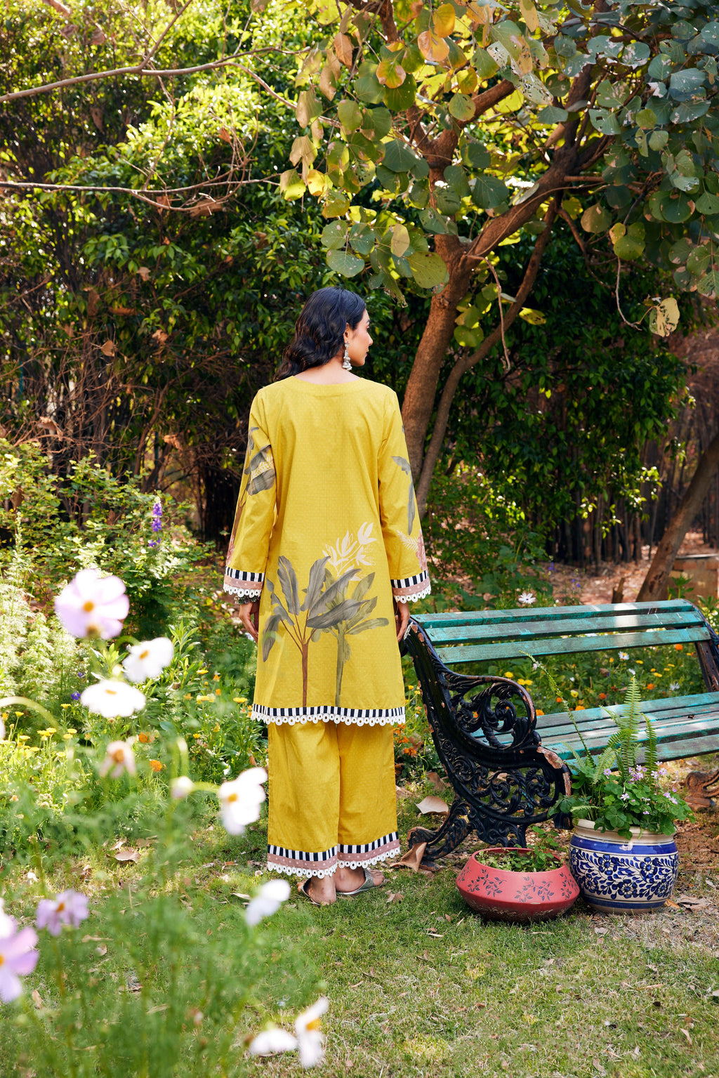Noor Yellow Short Cotton Kurta-Set of 3- IT
