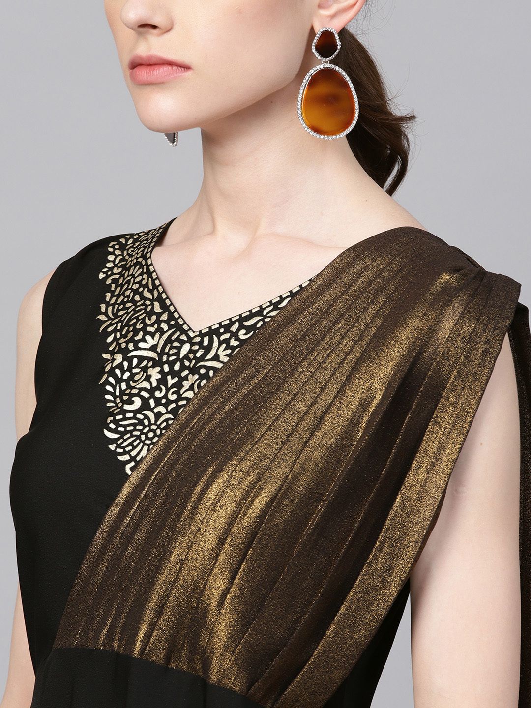 Black & Gold Draped Dress