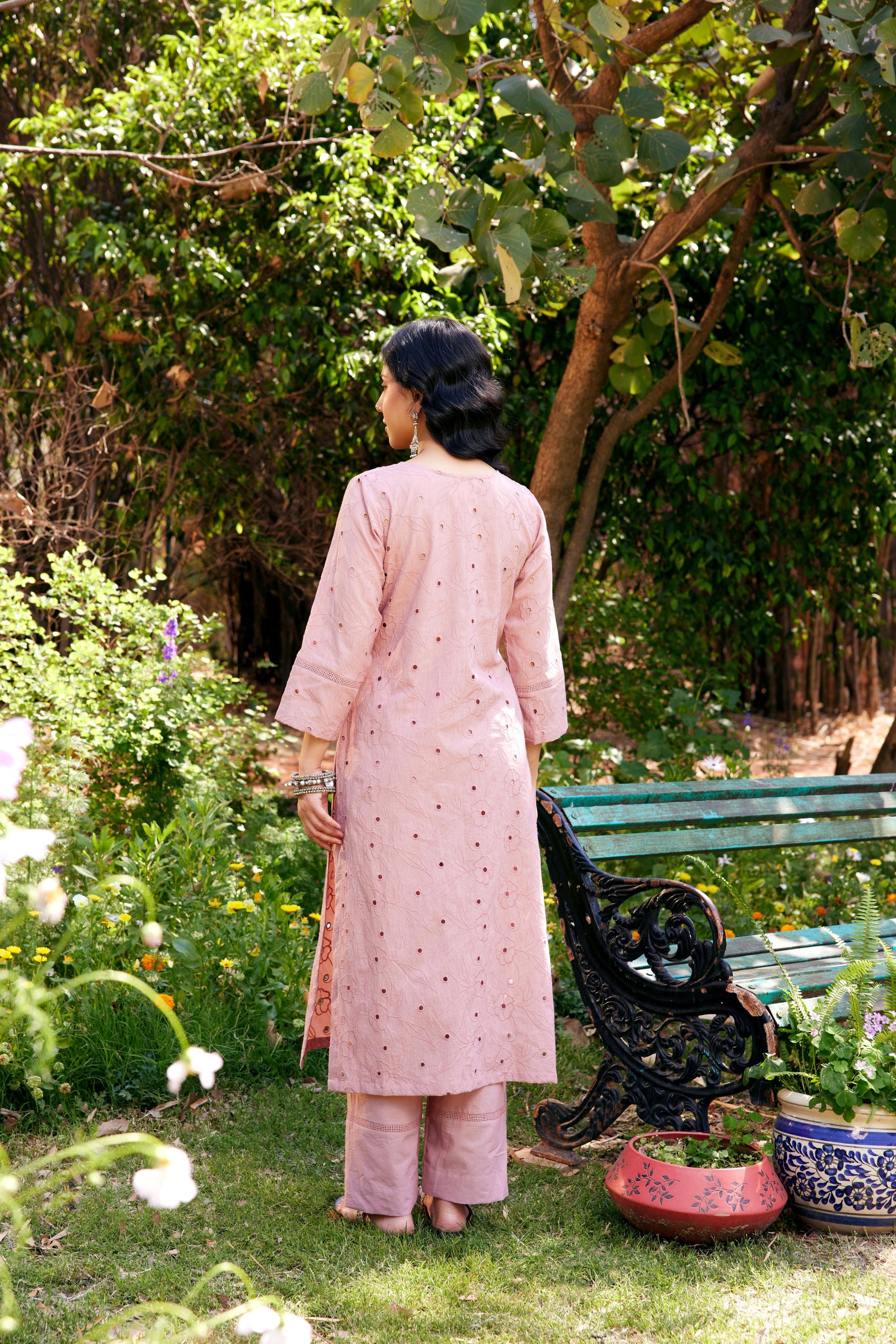 Noor Old Rose Shifli Kurta-Set of 3