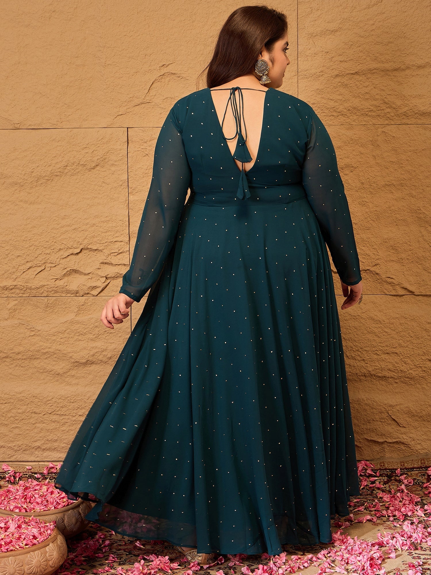 Women Embroidered A-Line Maxi Ethnic Dress - ID