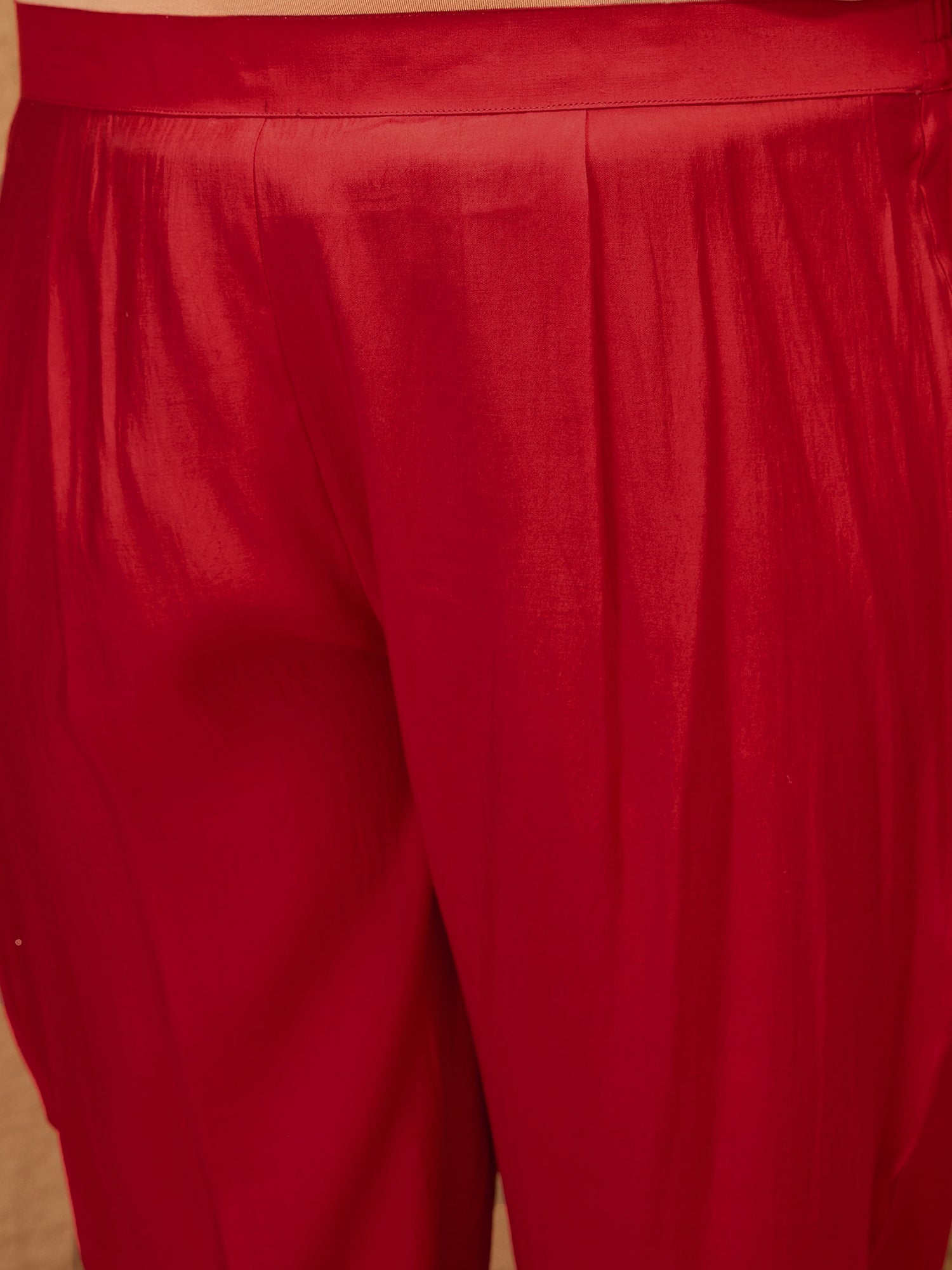 Plus Size Floral Yoke Design Straight Kurta With Trousers & Dupatta - ID