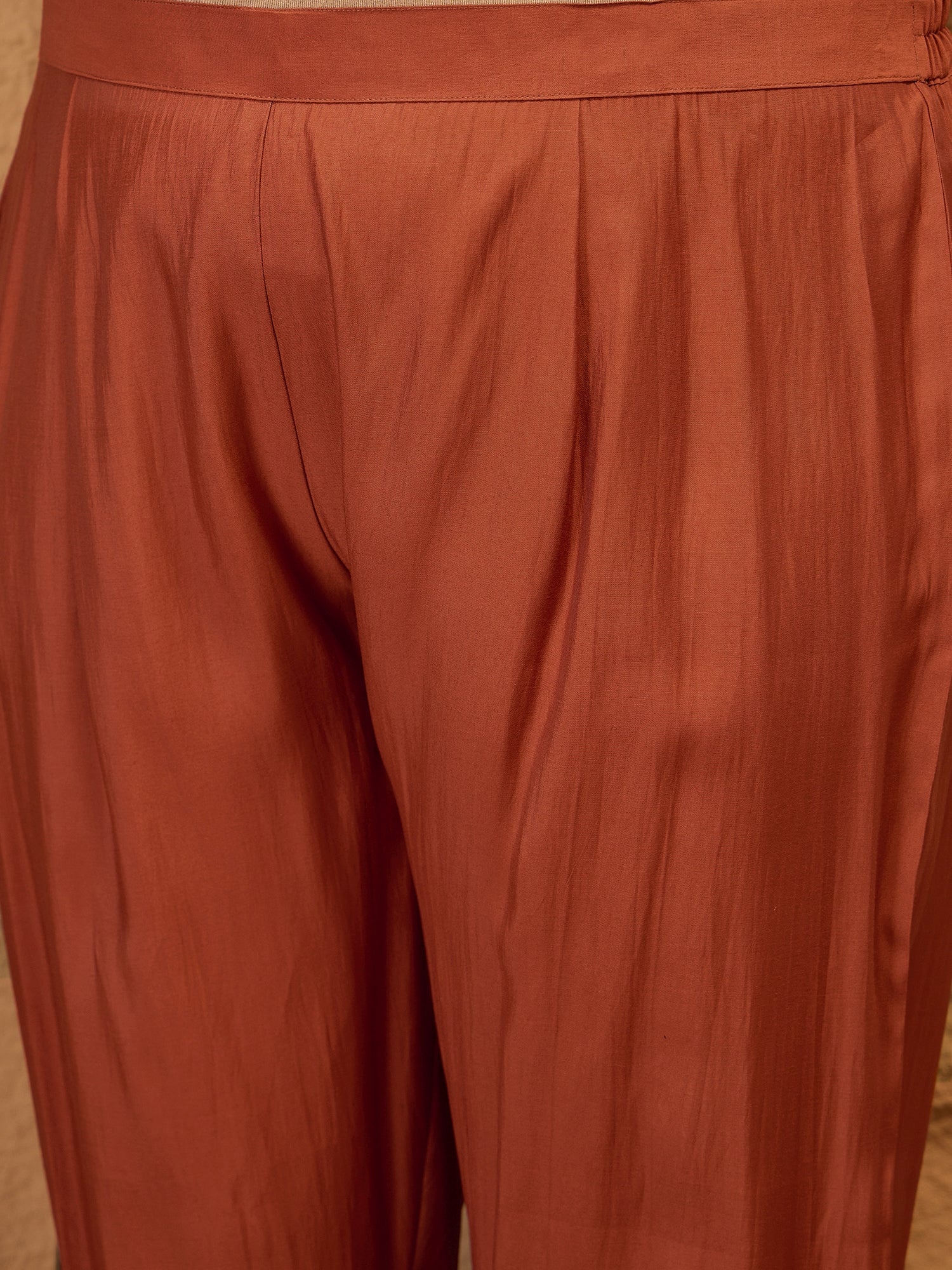 Plus Size Floral Yoke Design Sequinned Kurta With Trousers & Dupatta - ID