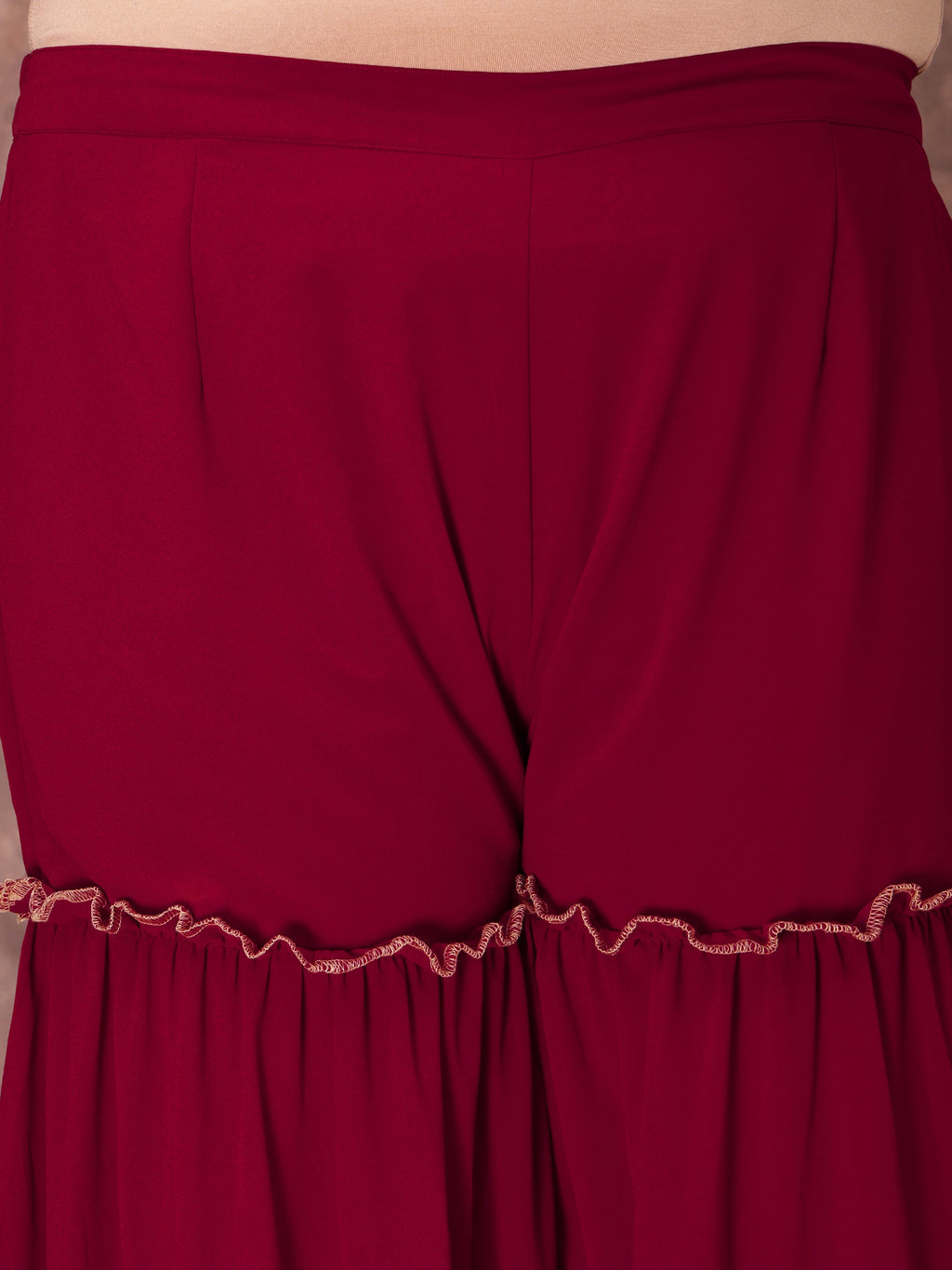 Floral Yoke Design Thread Work Georgette Straight Kurta With Sharara & Dupatta - ID