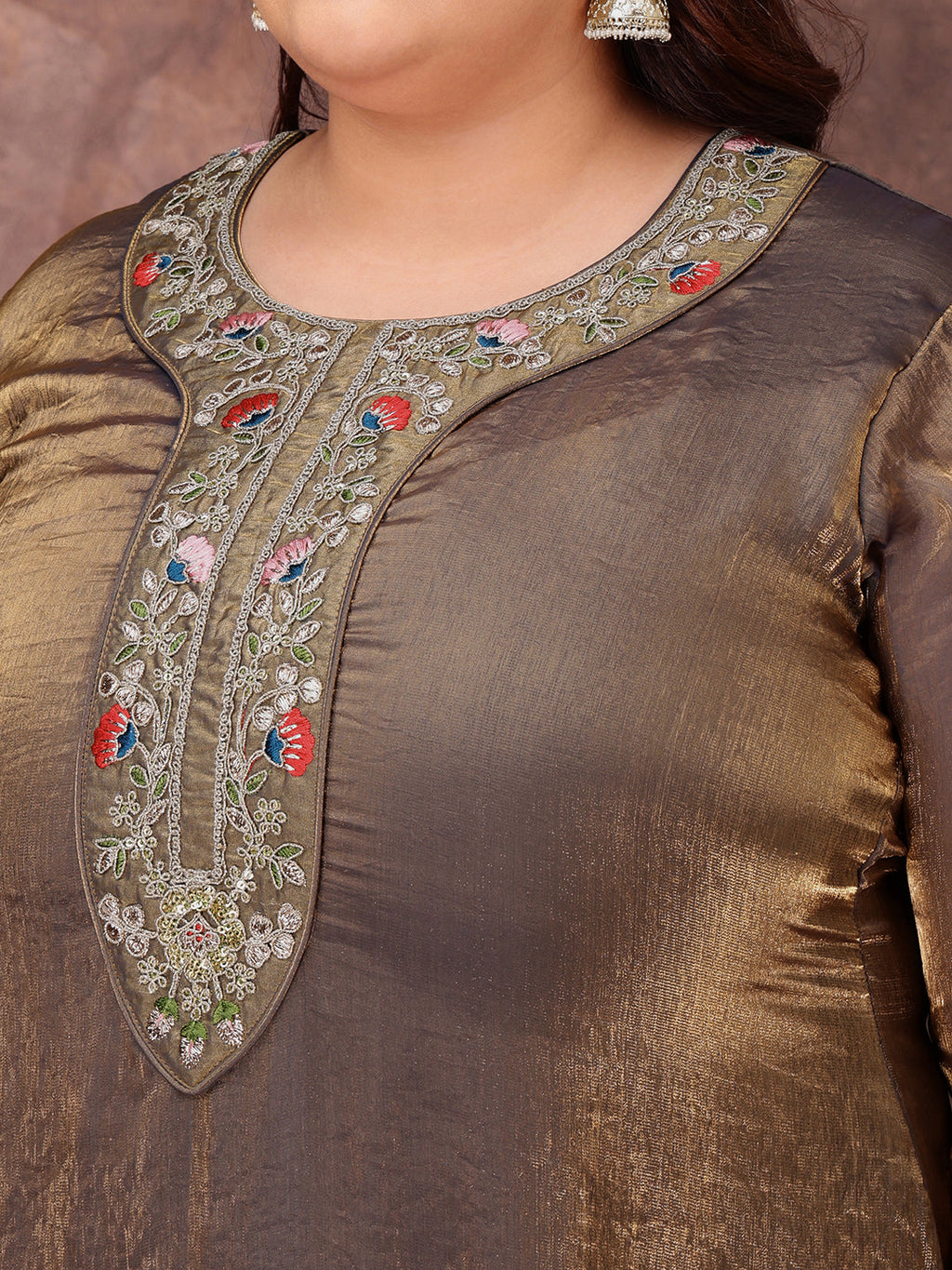 Women Floral Embroidered Regular Kurta with Trousers & With Dupatta - ID