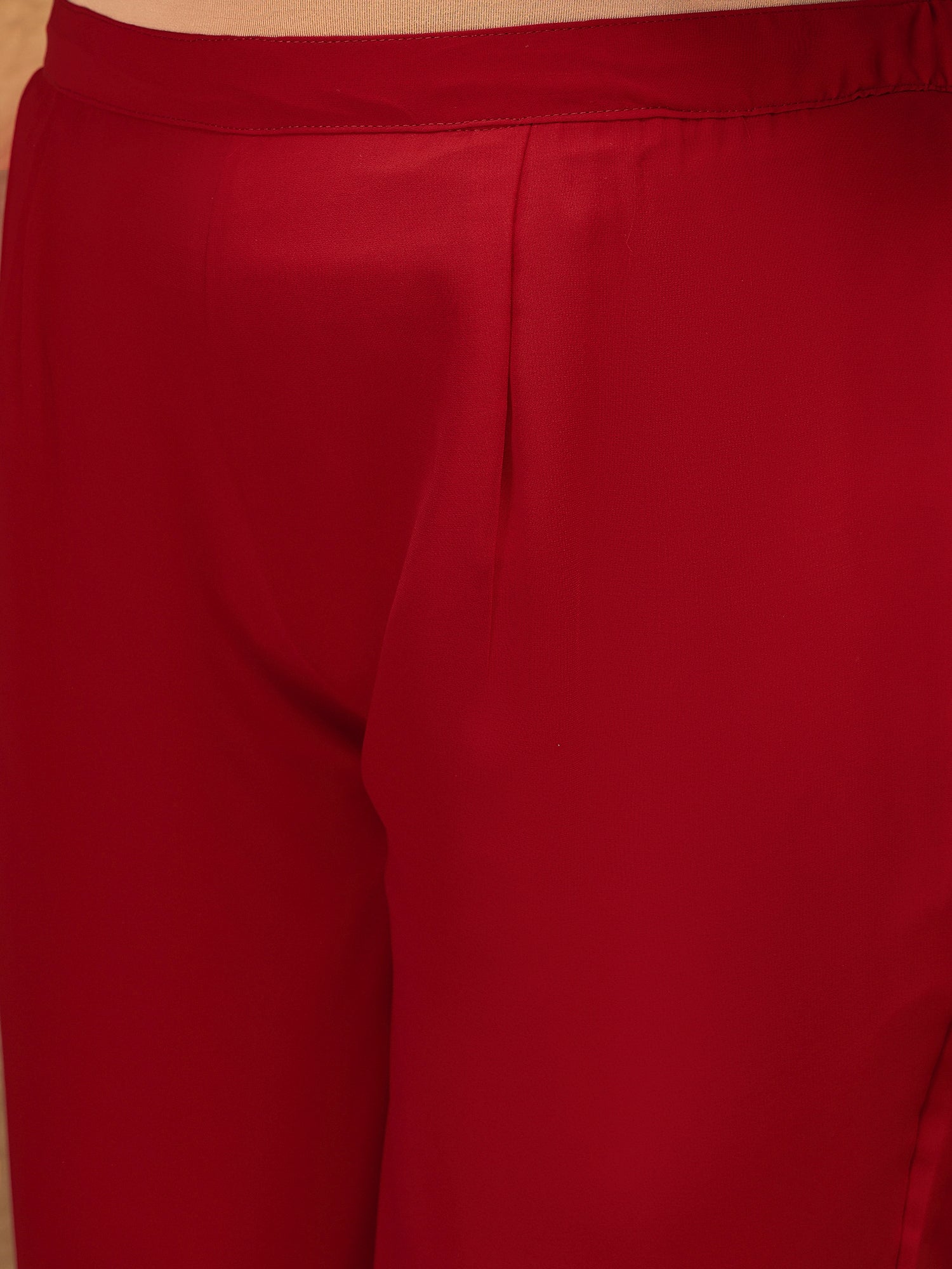 Ethnic Motifs Embroidered Sequinned Georgette Kurta with Trousers & Dupatta - ID