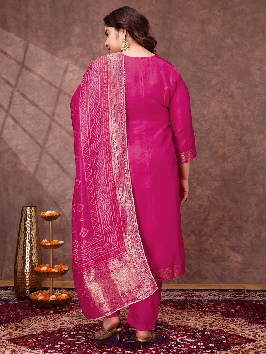 Women Floral Yoke Design Regular Sequinned Kurta with Trousers & With Dupatta - ID